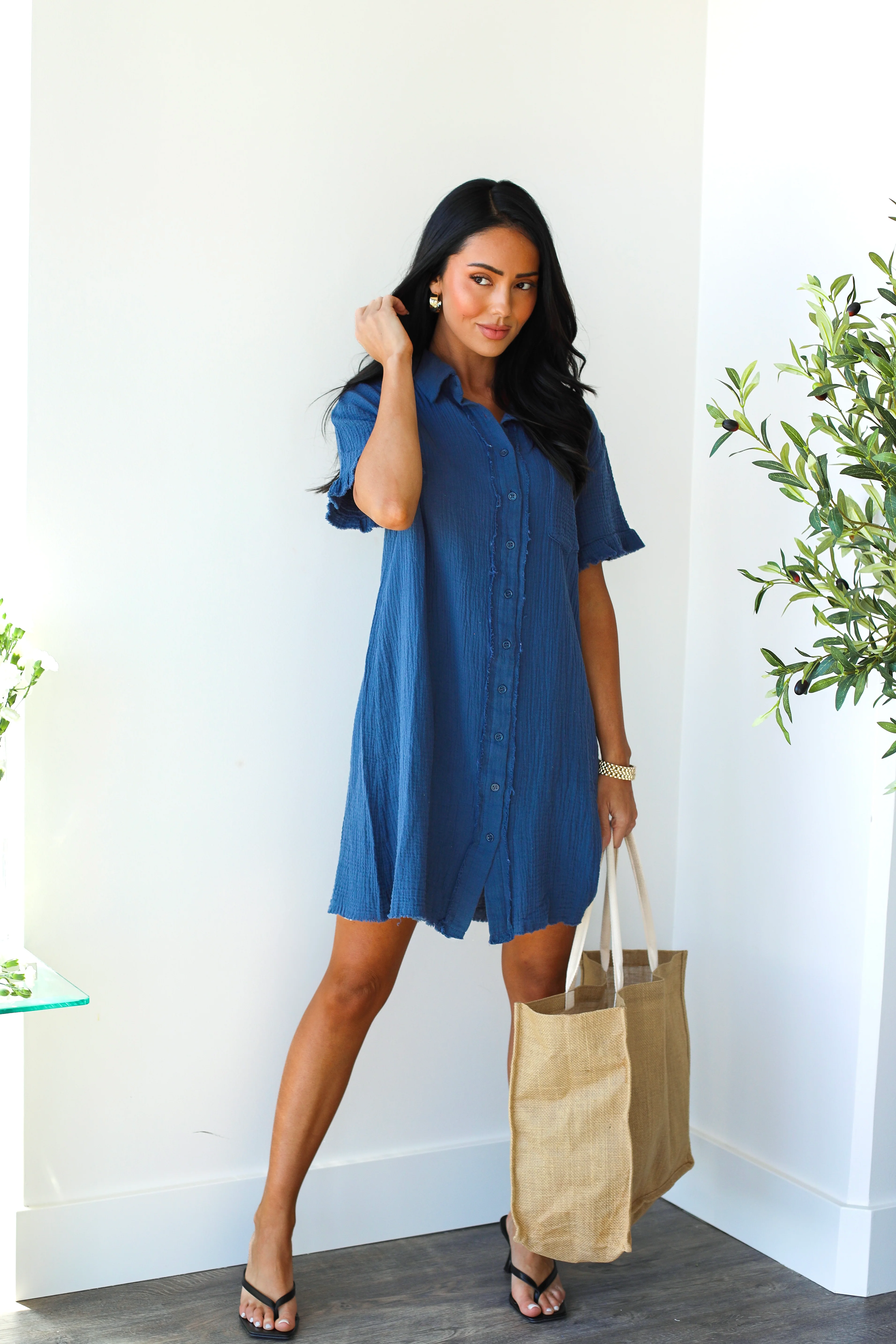 The Micha Soft Navy Dresses - XNAUWBI