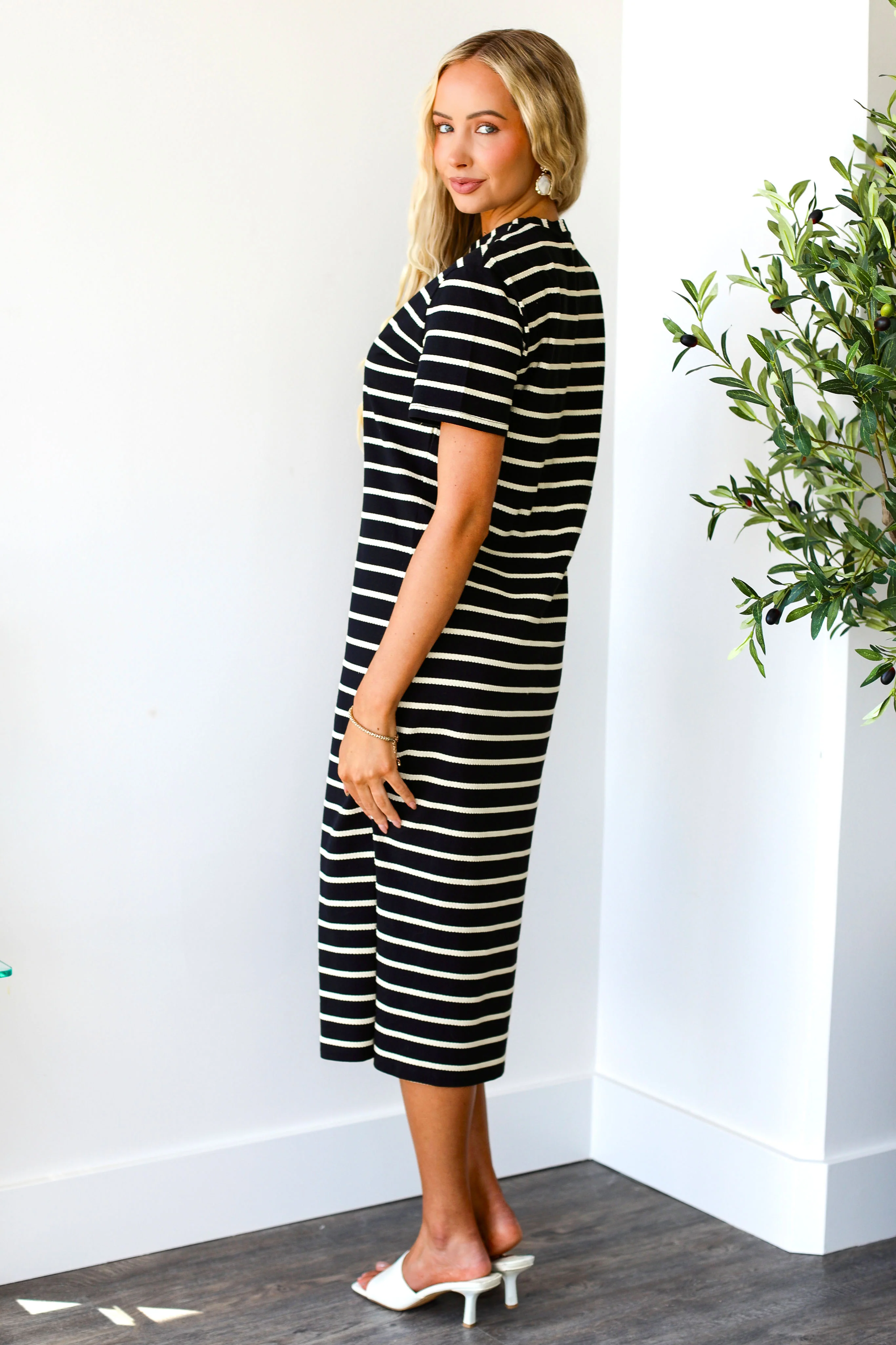 The Jett Ivory Striped Dresses - XNAUWBI