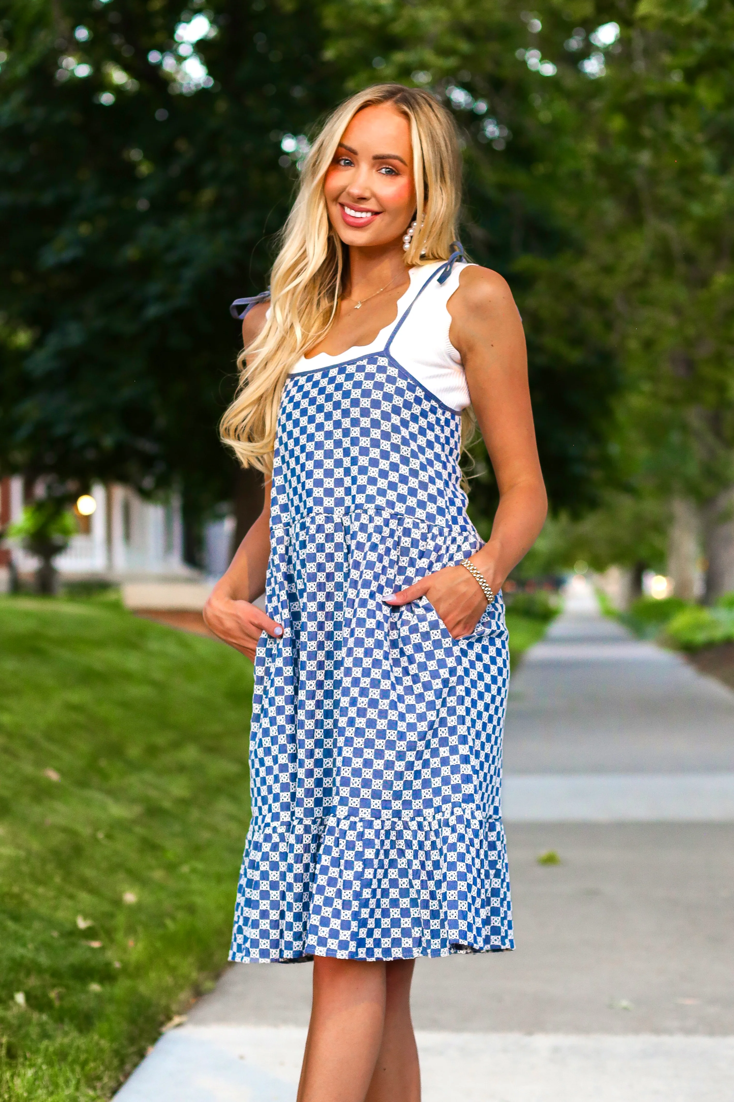 The Leon Denim Checkered Dresses - XNAUWBI