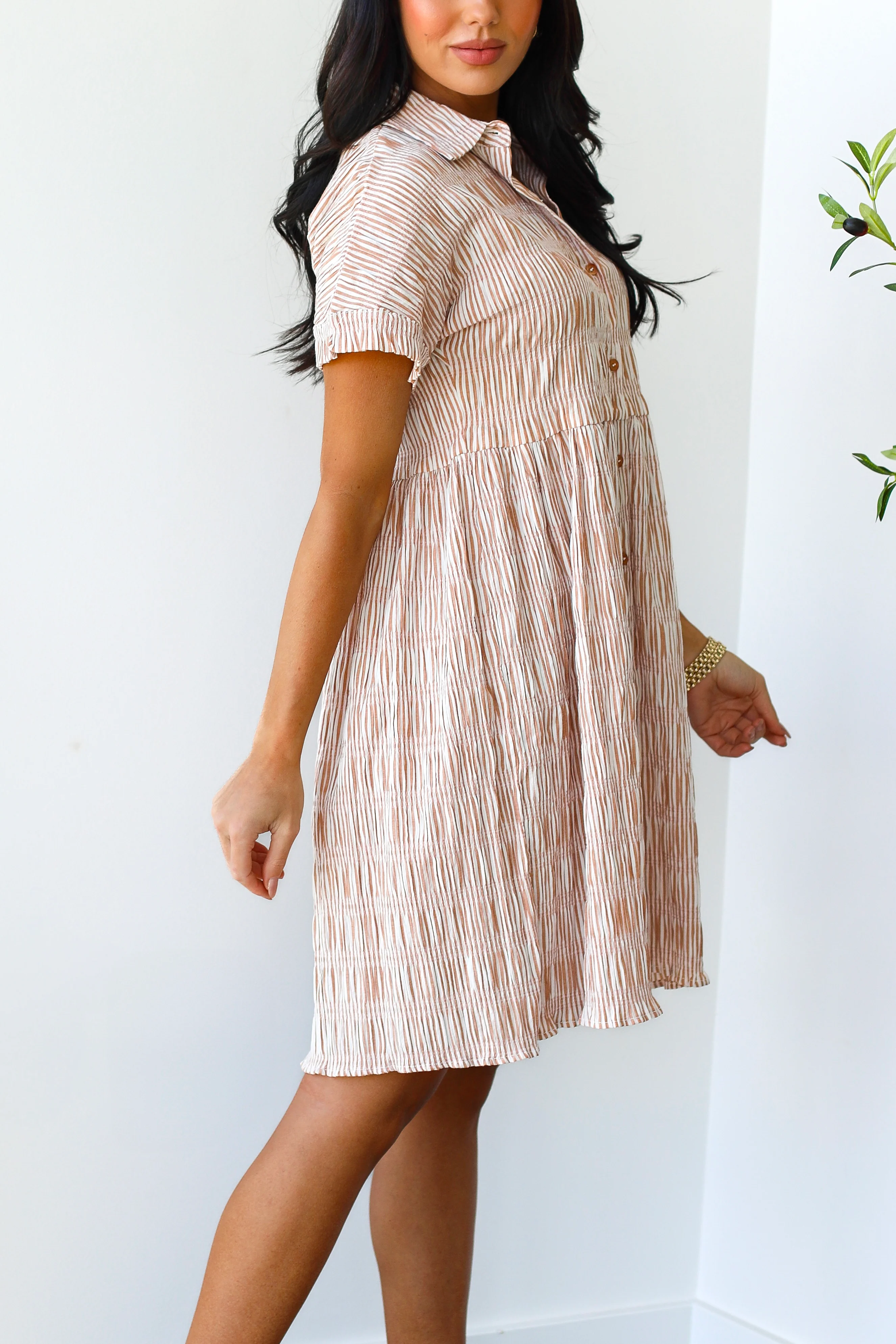 The Blanche Terracotta Stripe Dresses - XNAUWBI