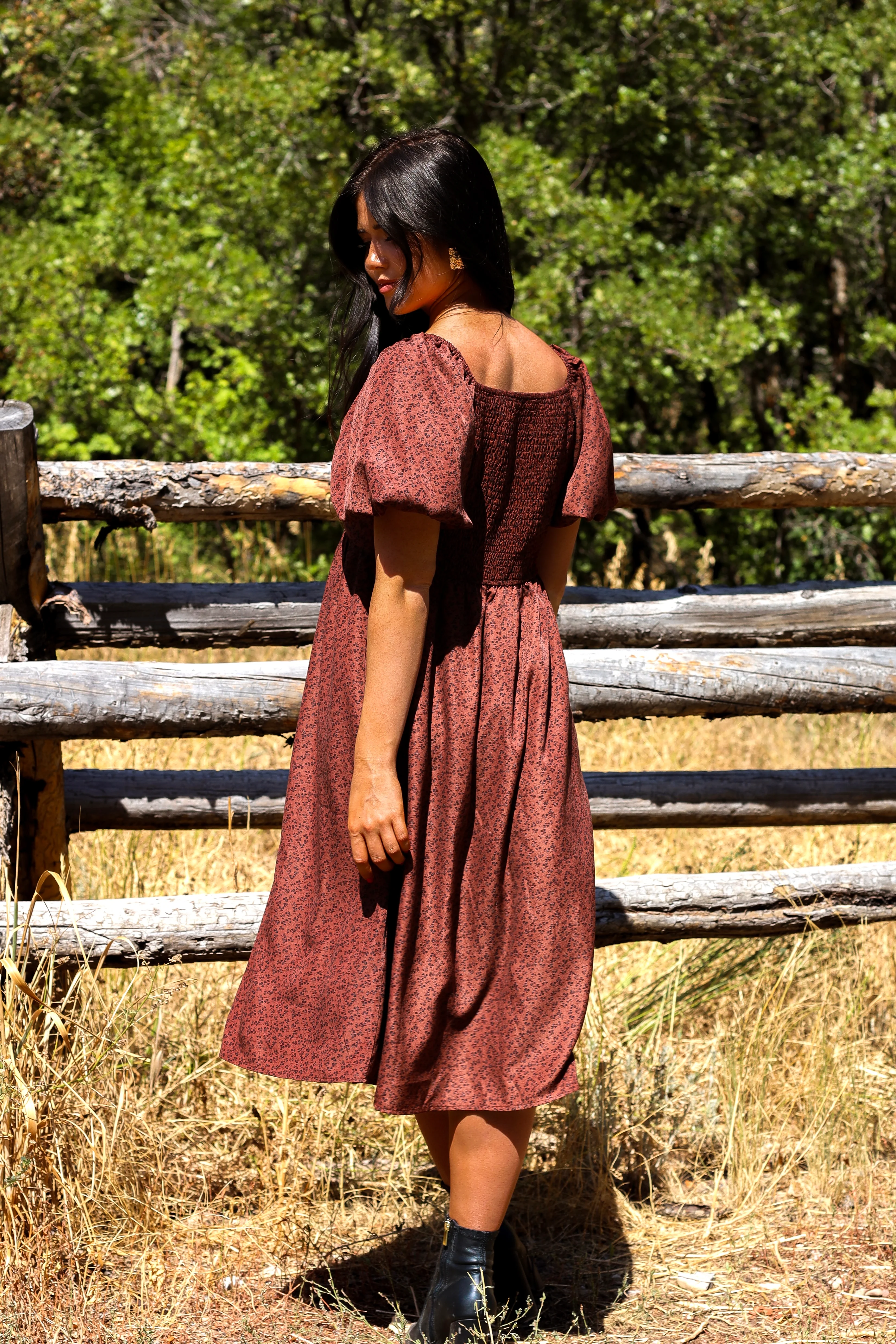 The Charette Chestnut Mini Floral Dresses - XNAUWBI