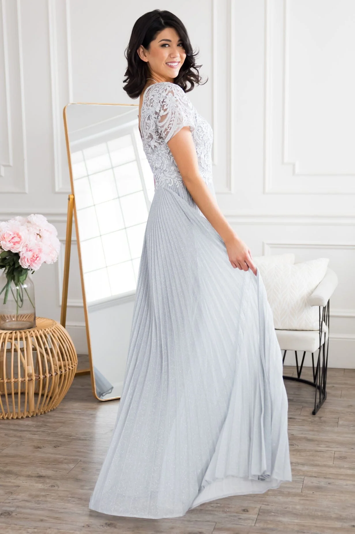 The Tiana Soft Silver Sparkle Dresses - XNAUWBI