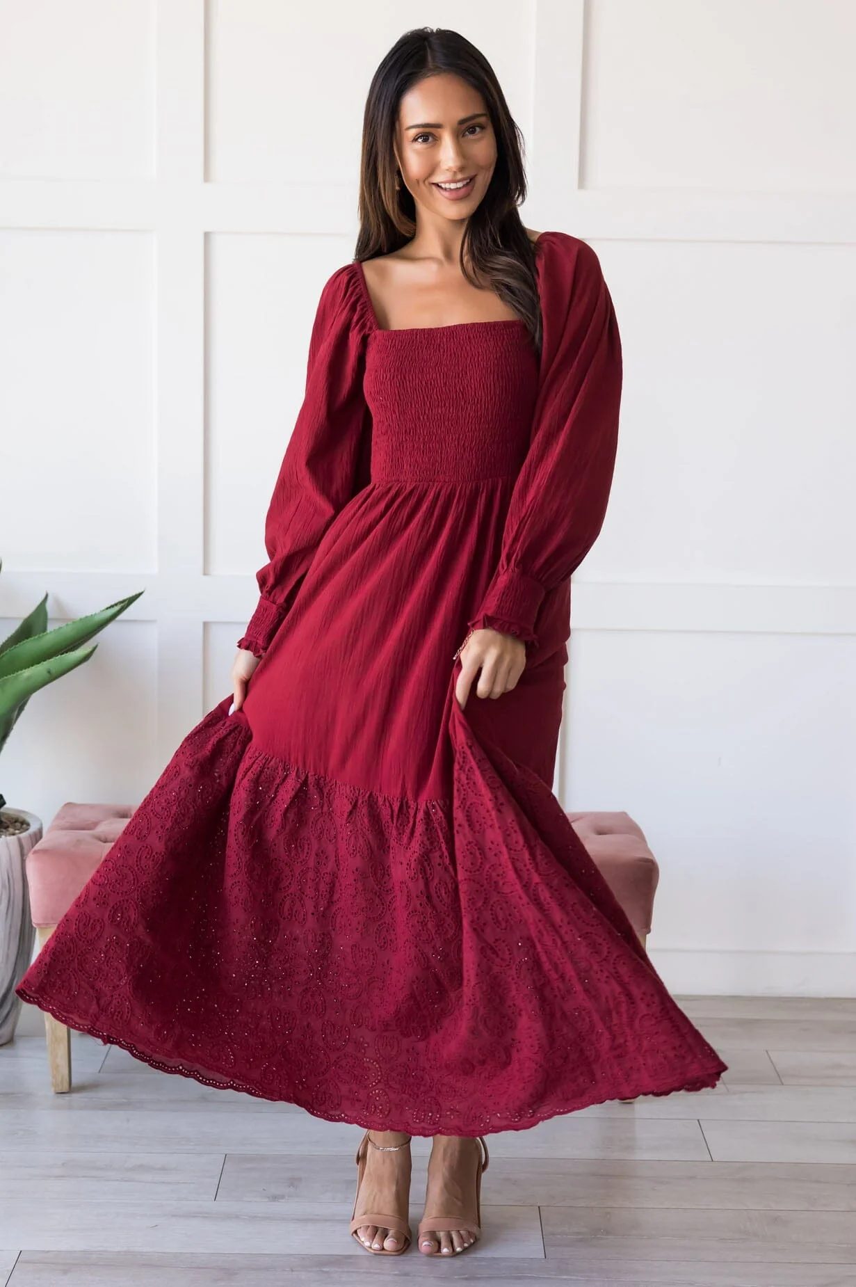 The Emalee Deep Red Dresses - XNAUWBI