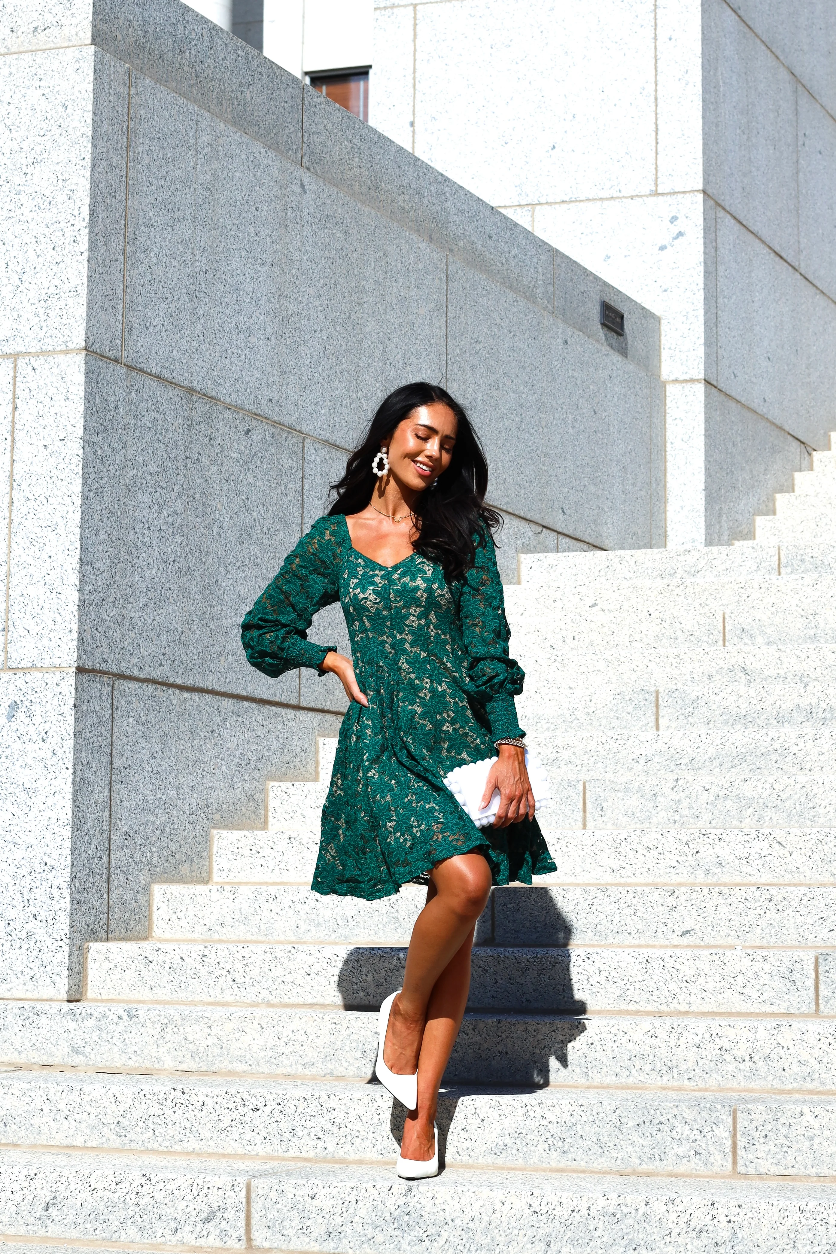 The Amery Emerald Lace Dresses - XNAUWBI