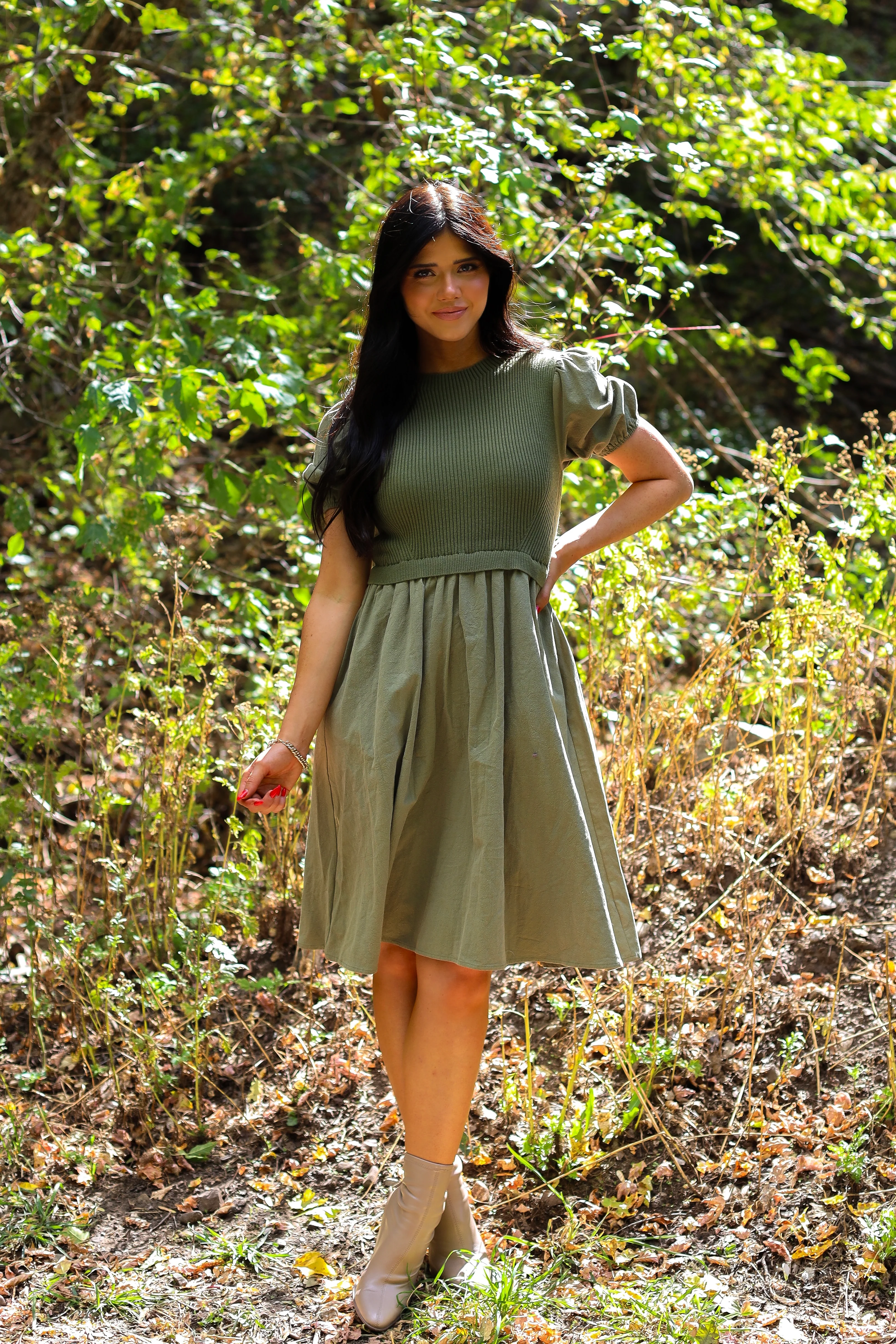 The Rosalie Dusty Olive Dresses - XNAUWBI