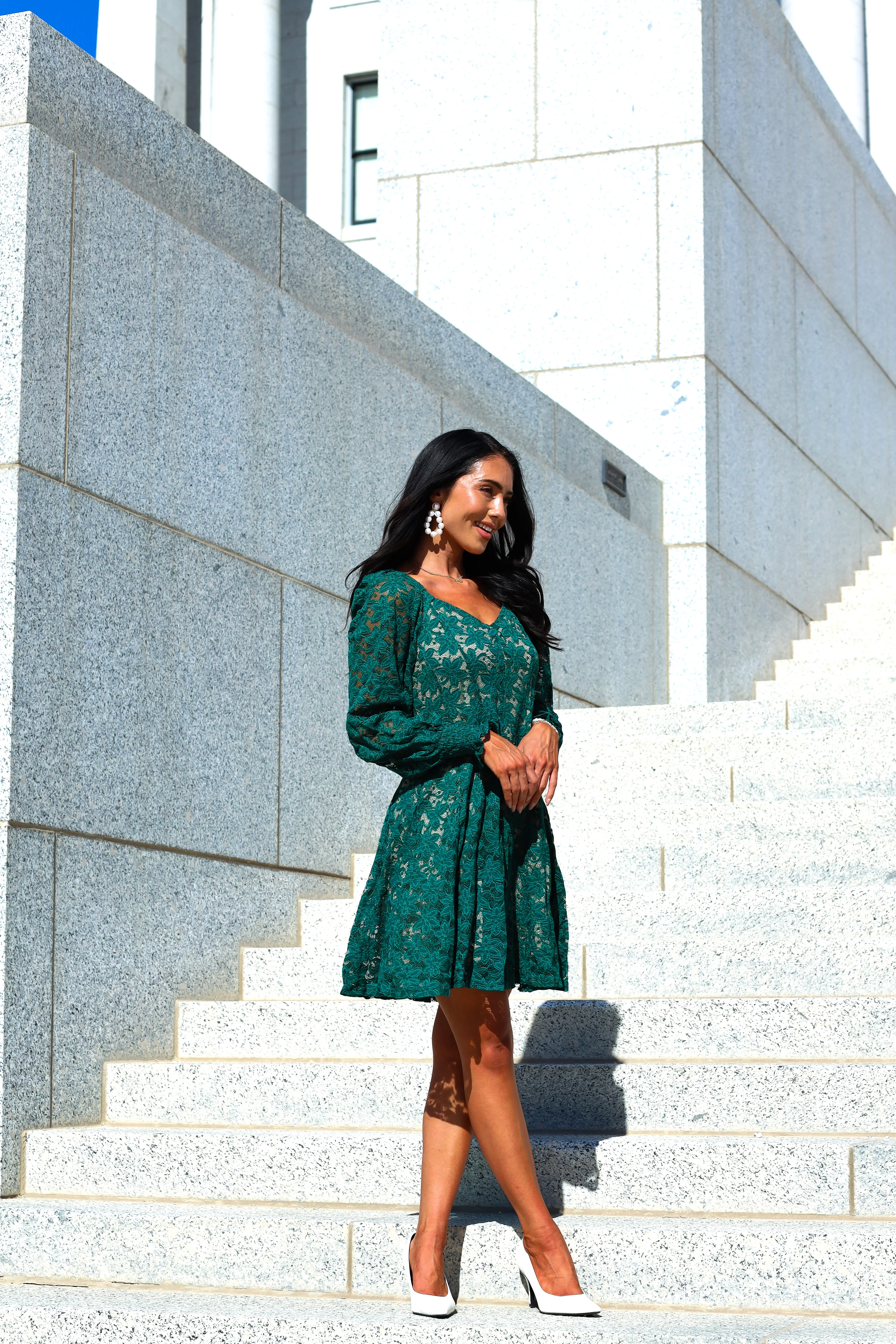 The Amery Emerald Lace Dresses - XNAUWBI