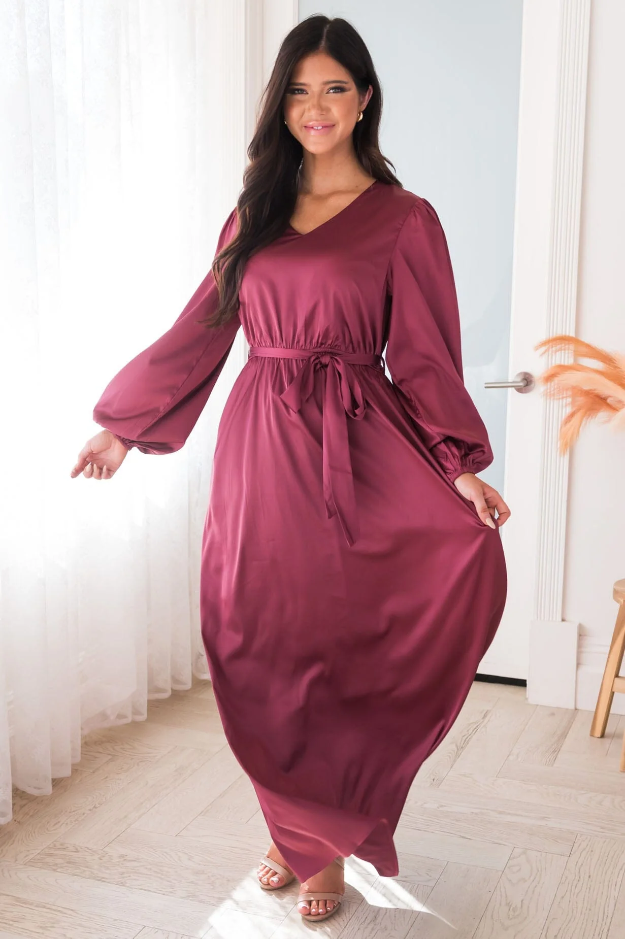 The Moiraine Plum Matte Satin Dresses - XNAUWBI