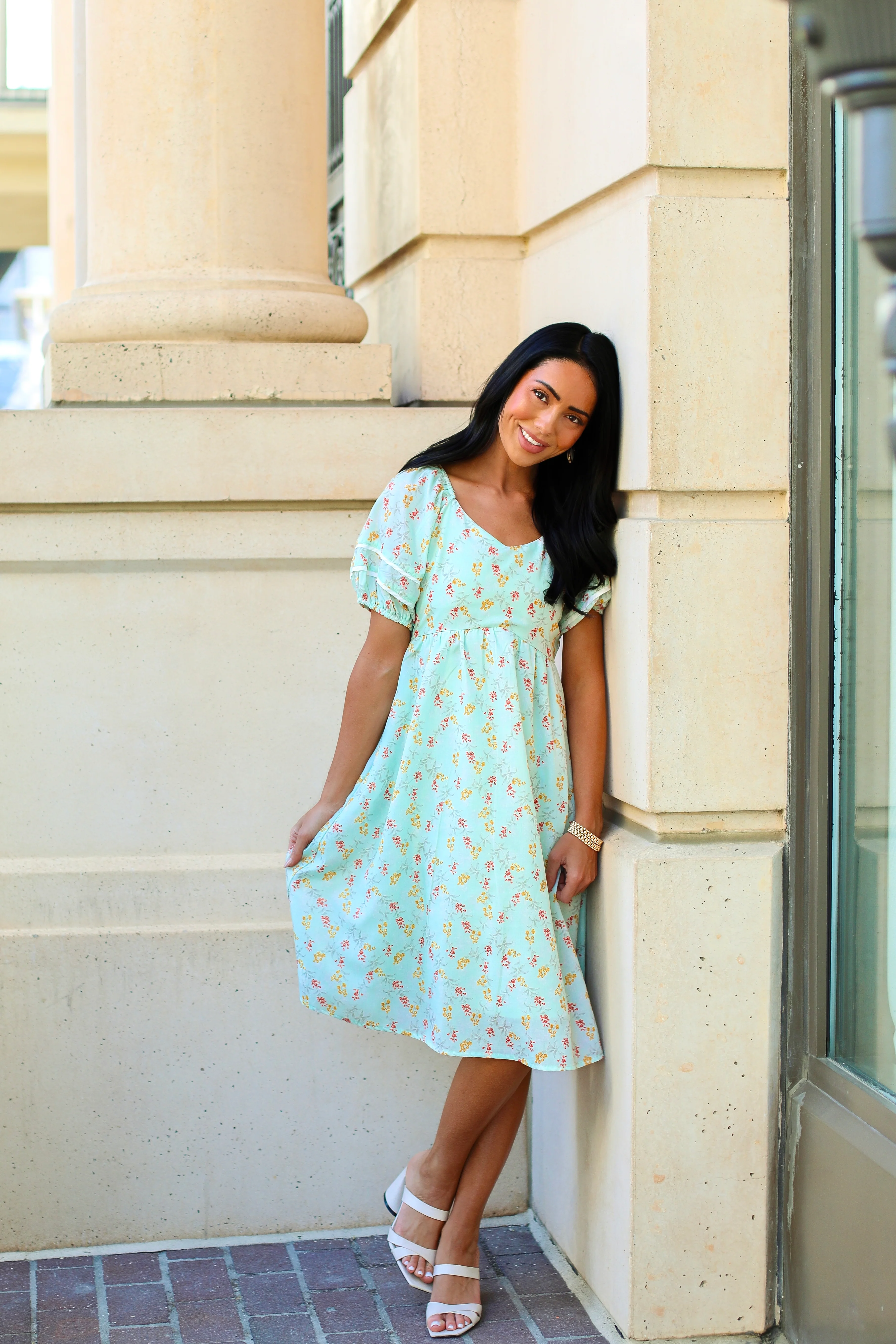 The Brigetta Sage Floral Dresses - XNAUWBI