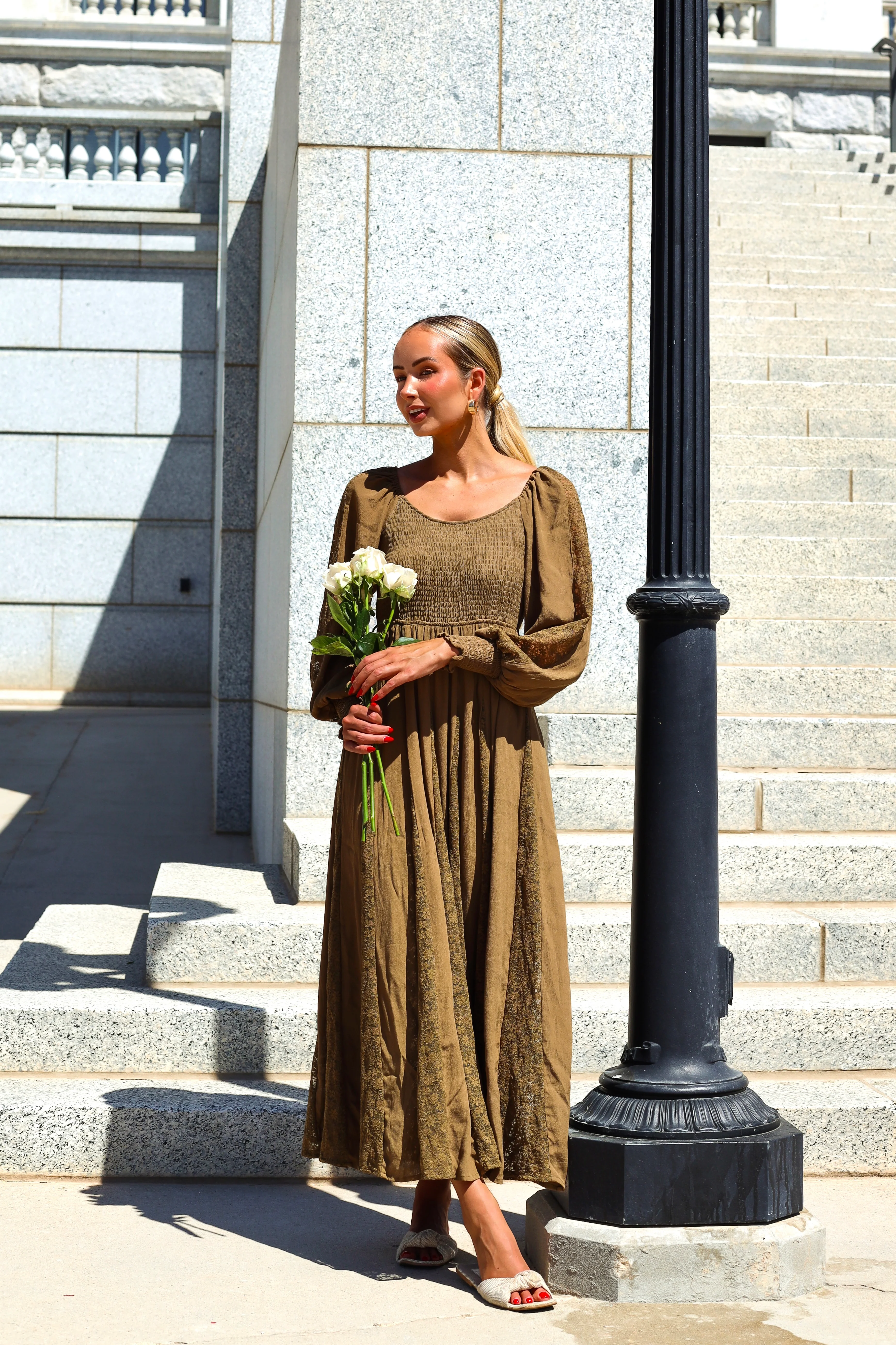 The Brenet Citrine Olive Dresses - XNAUWBI