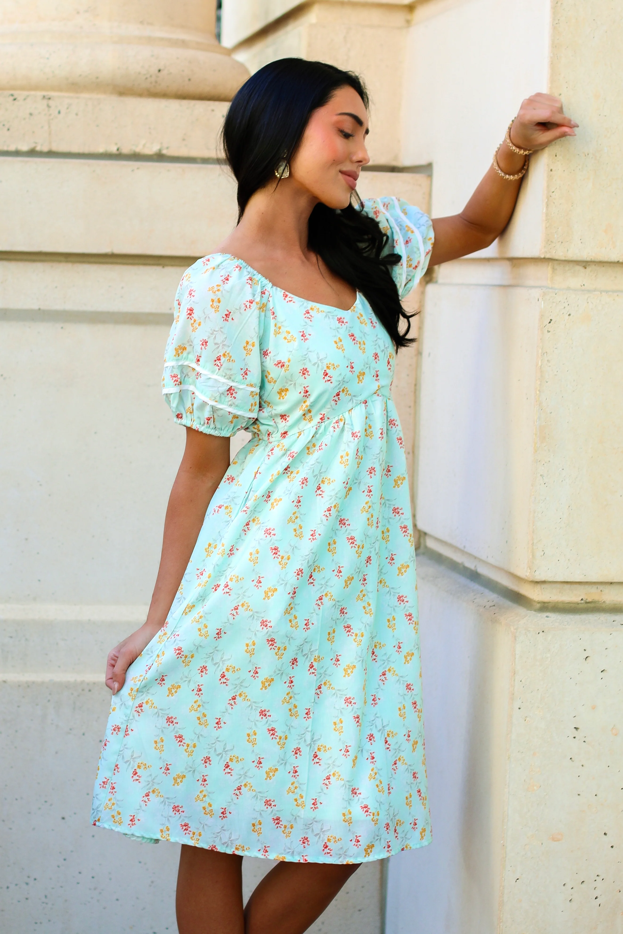 The Brigetta Sage Floral Dresses - XNAUWBI