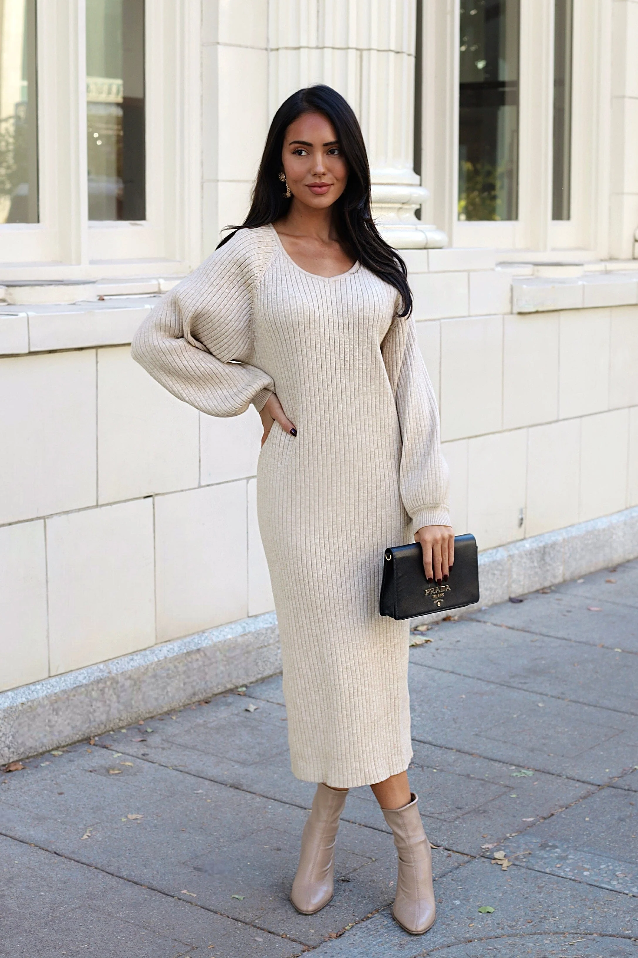 The Romee Oatmeal Dresses - XNAUWBI