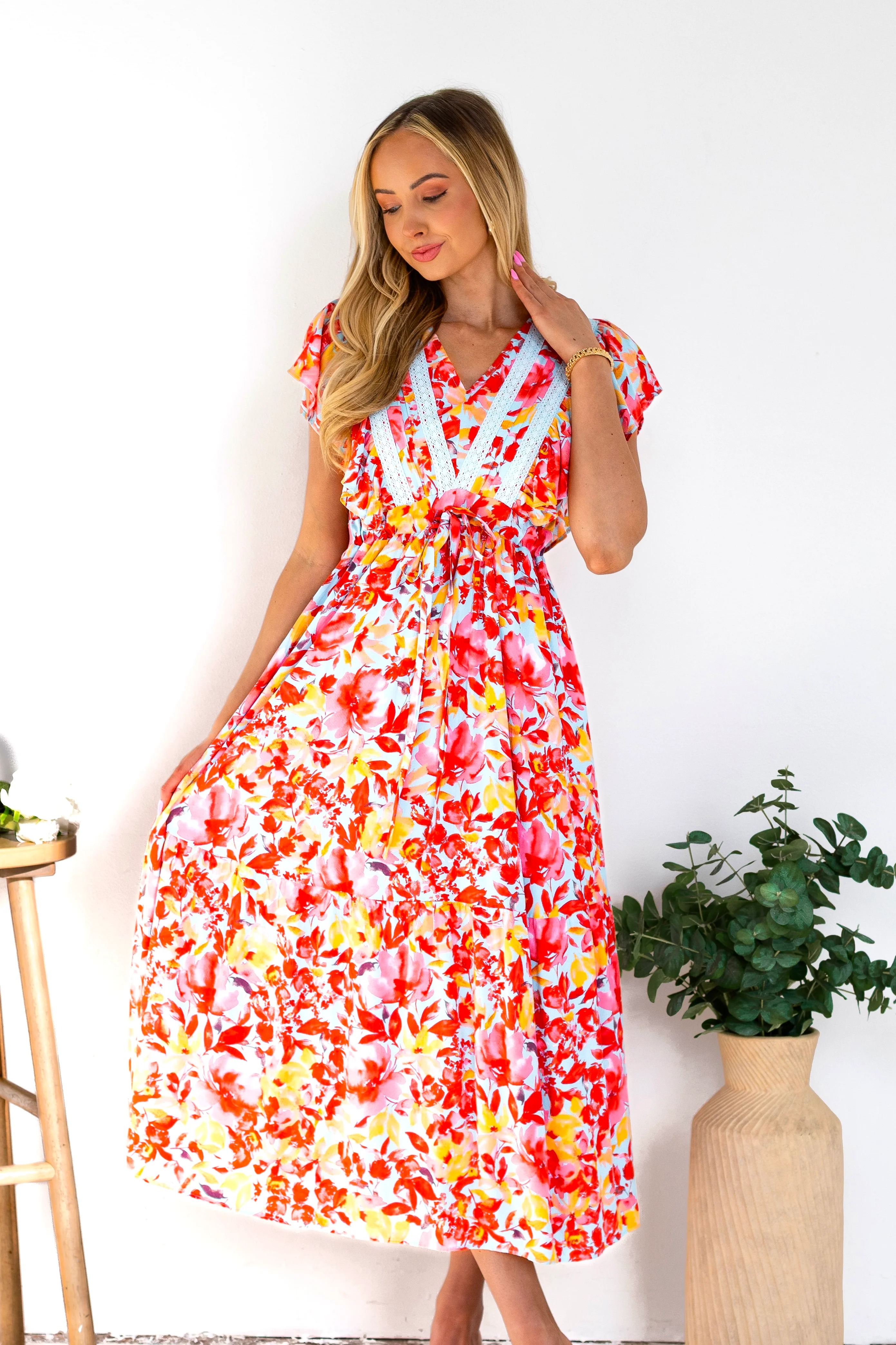 The Gem Light Blue/Pink/Taupe Dresses - XNAUWBI