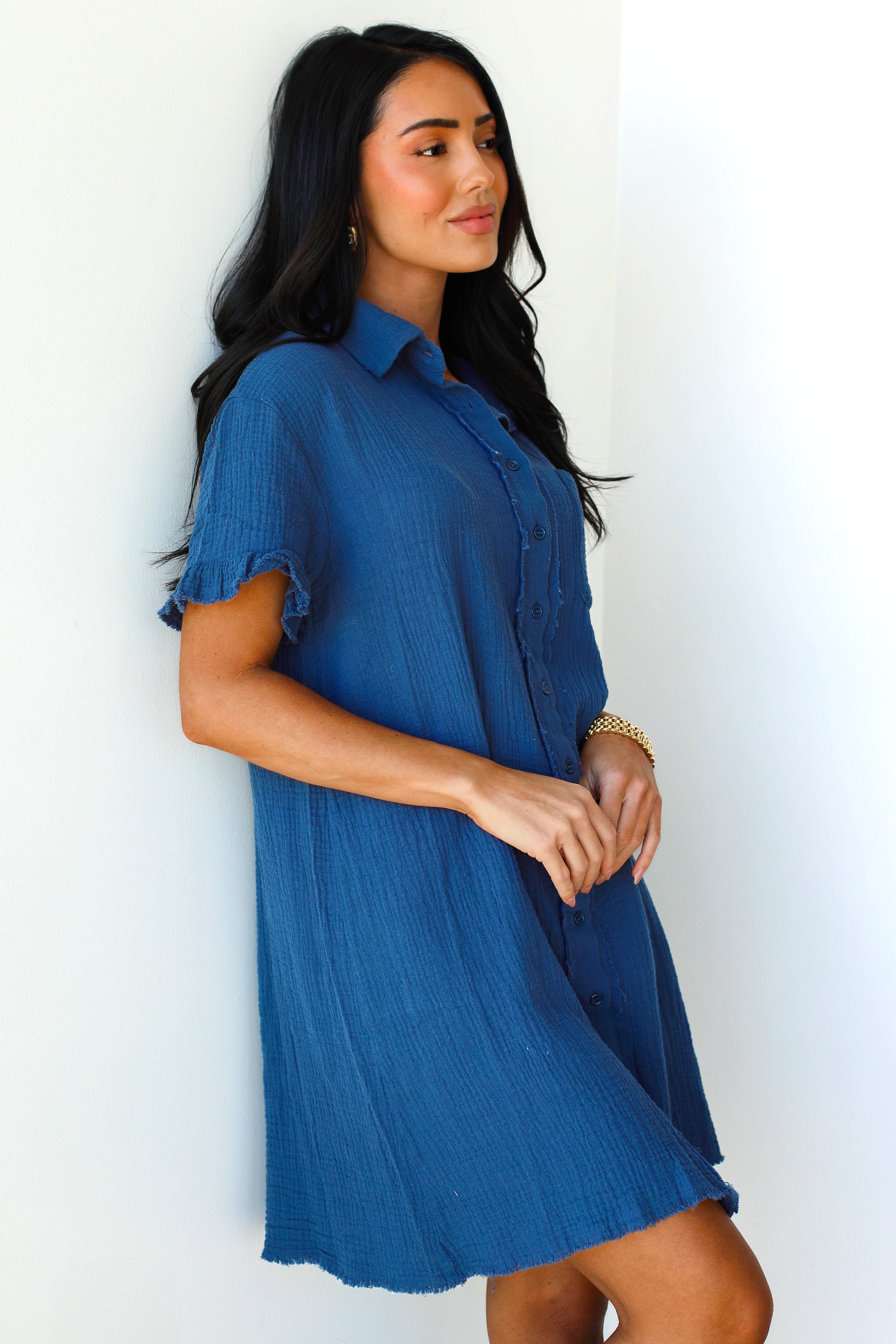 The Micha Soft Navy Dresses - XNAUWBI