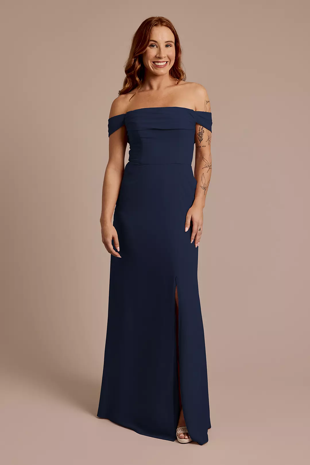 Chiffon Off-the-Shoulder Draped Dresses - XNAUWBI