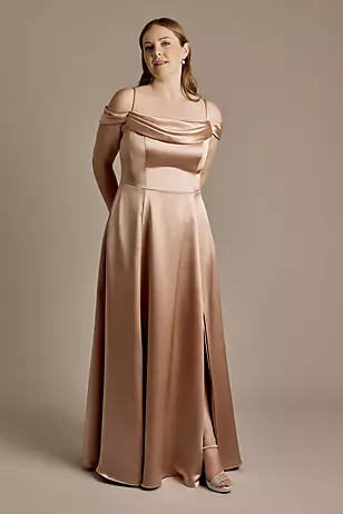 Luxe Charmeuse Off-the-Shoulder Dresses - XNAUWBI