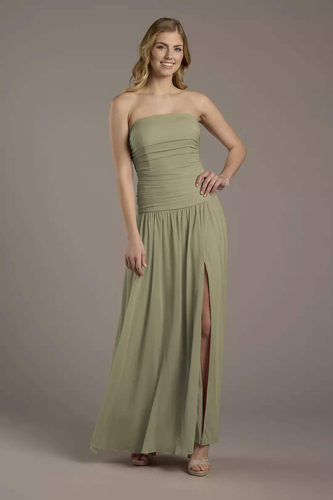 Mesh Strapless Drop Waist Dresses - XNAUWBI