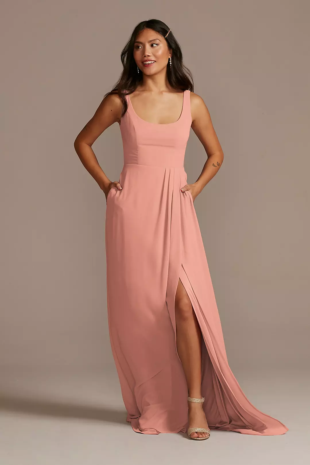 Chiffon Tank Scoop Neck Dresses - XNAUWBI