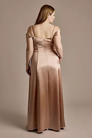 Luxe Charmeuse Off-the-Shoulder Dresses - XNAUWBI