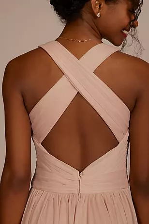 Mesh Long Dress with Crisscross Back Dress - XNAUWBI