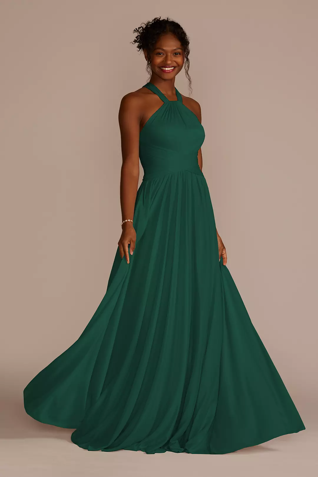 High-Neck Mesh Dress with Full Skirt Dress - XNAUWBI