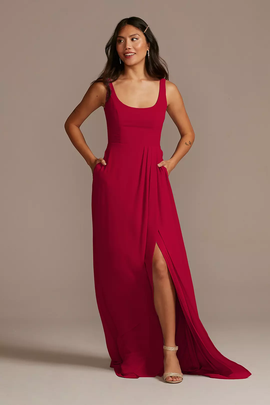 Chiffon Tank Scoop Neck Dresses - XNAUWBI