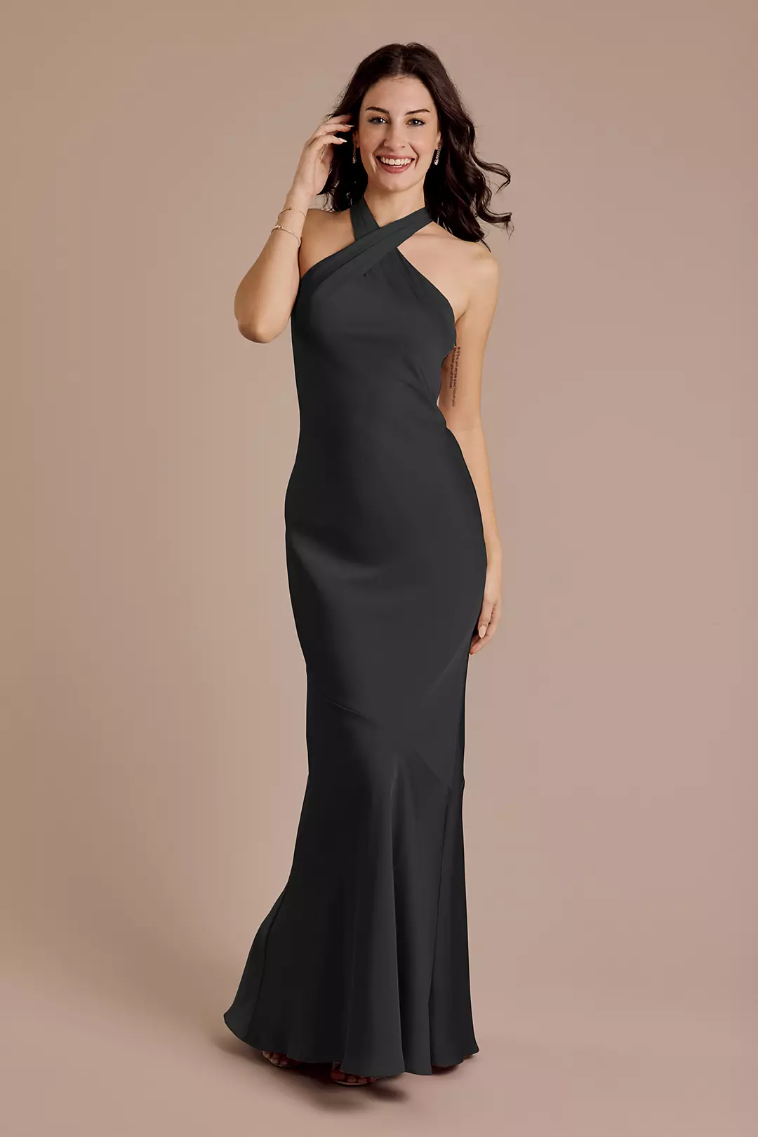 Matte Satin Y-Neck Bias Sheath Dresses - XNAUWBI