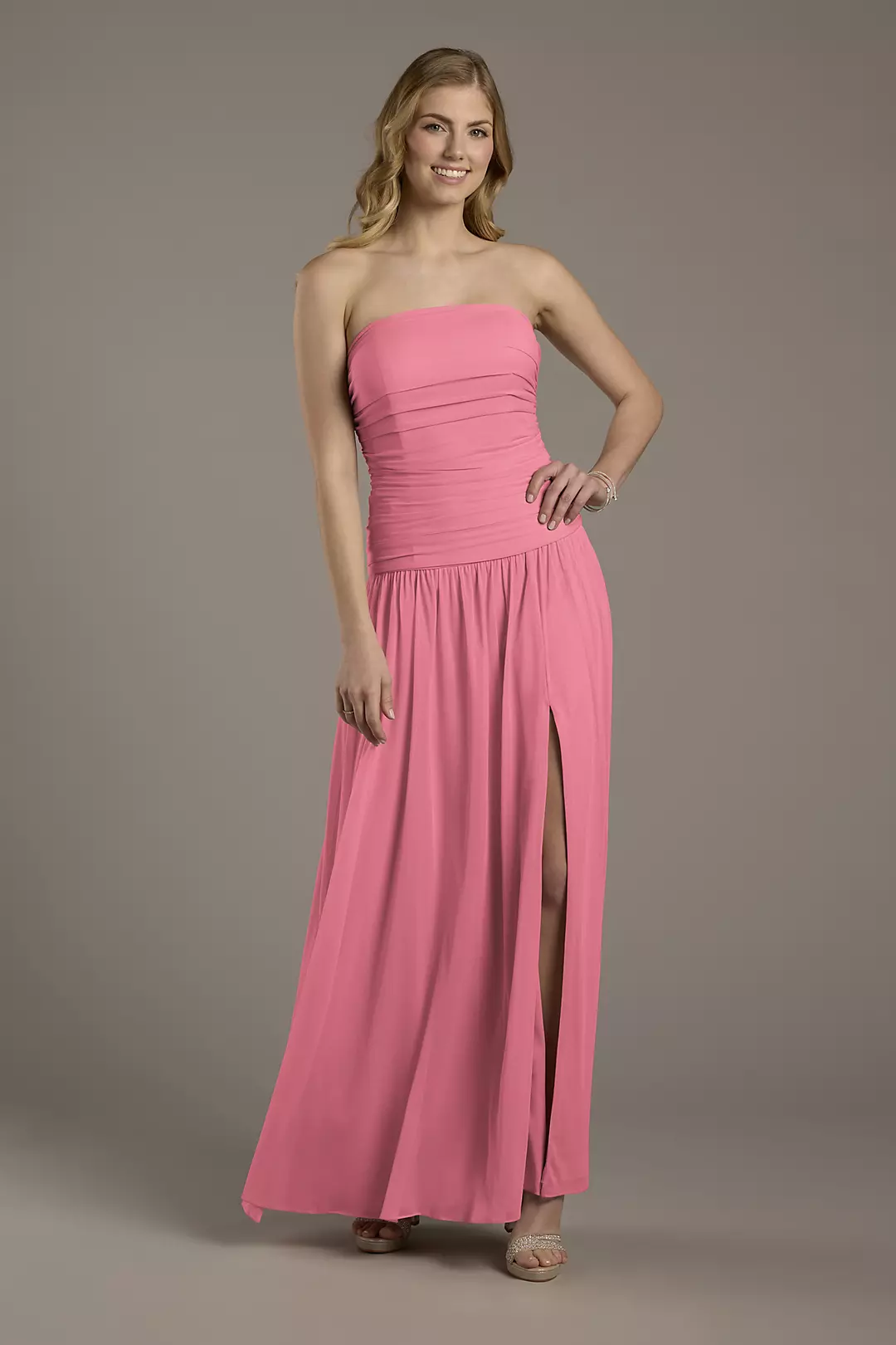 Mesh Strapless Drop Waist Dresses - XNAUWBI