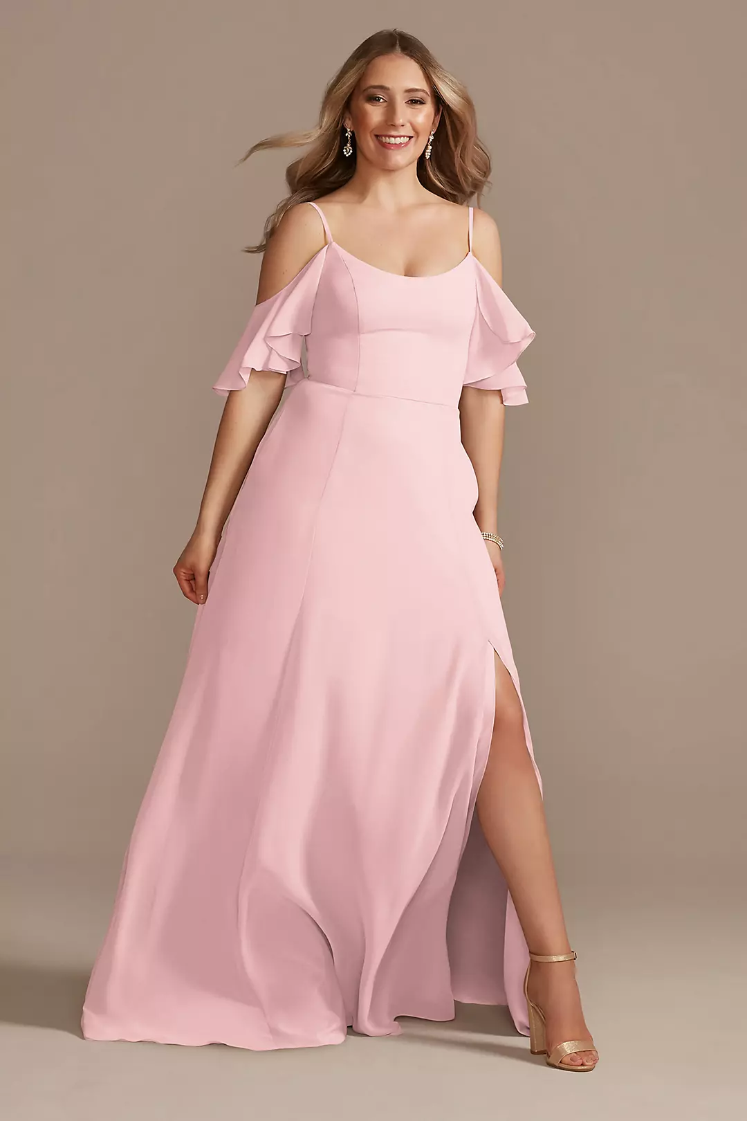 Cold-Shoulder Long Chiffon Dresses - XNAUWBI