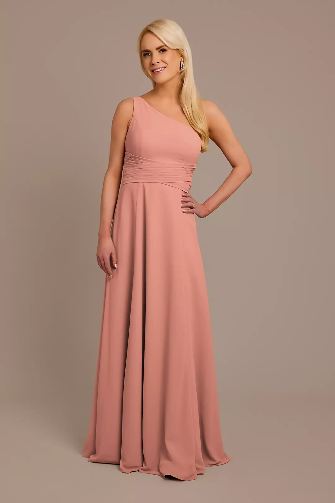 Chiffon One-Shoulder Dress with Tie Dress - XNAUWBI