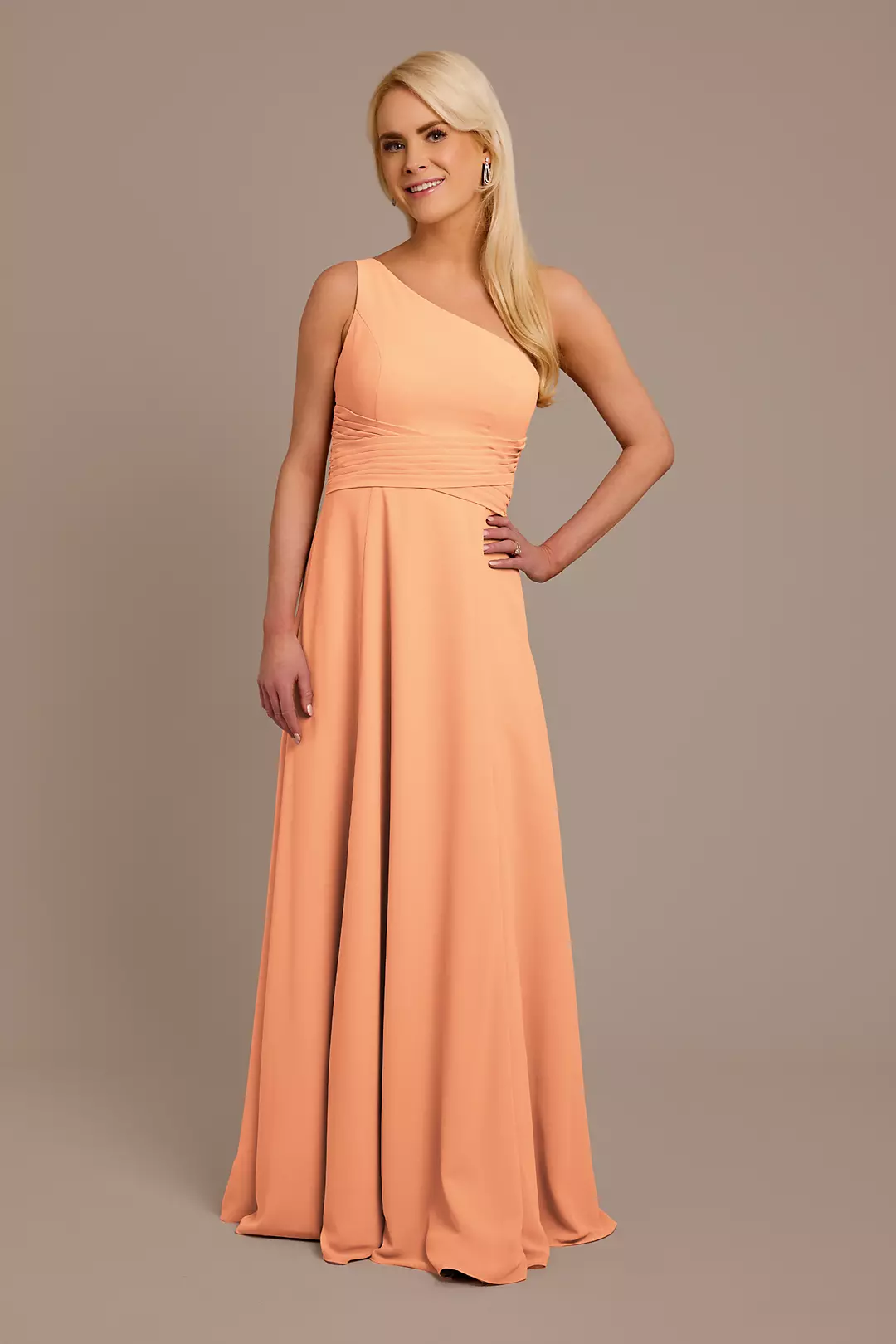 Chiffon One-Shoulder Dress with Tie Dress - XNAUWBI
