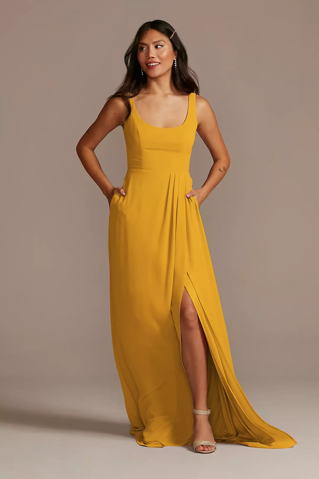 Chiffon Tank Scoop Neck Dresses - XNAUWBI