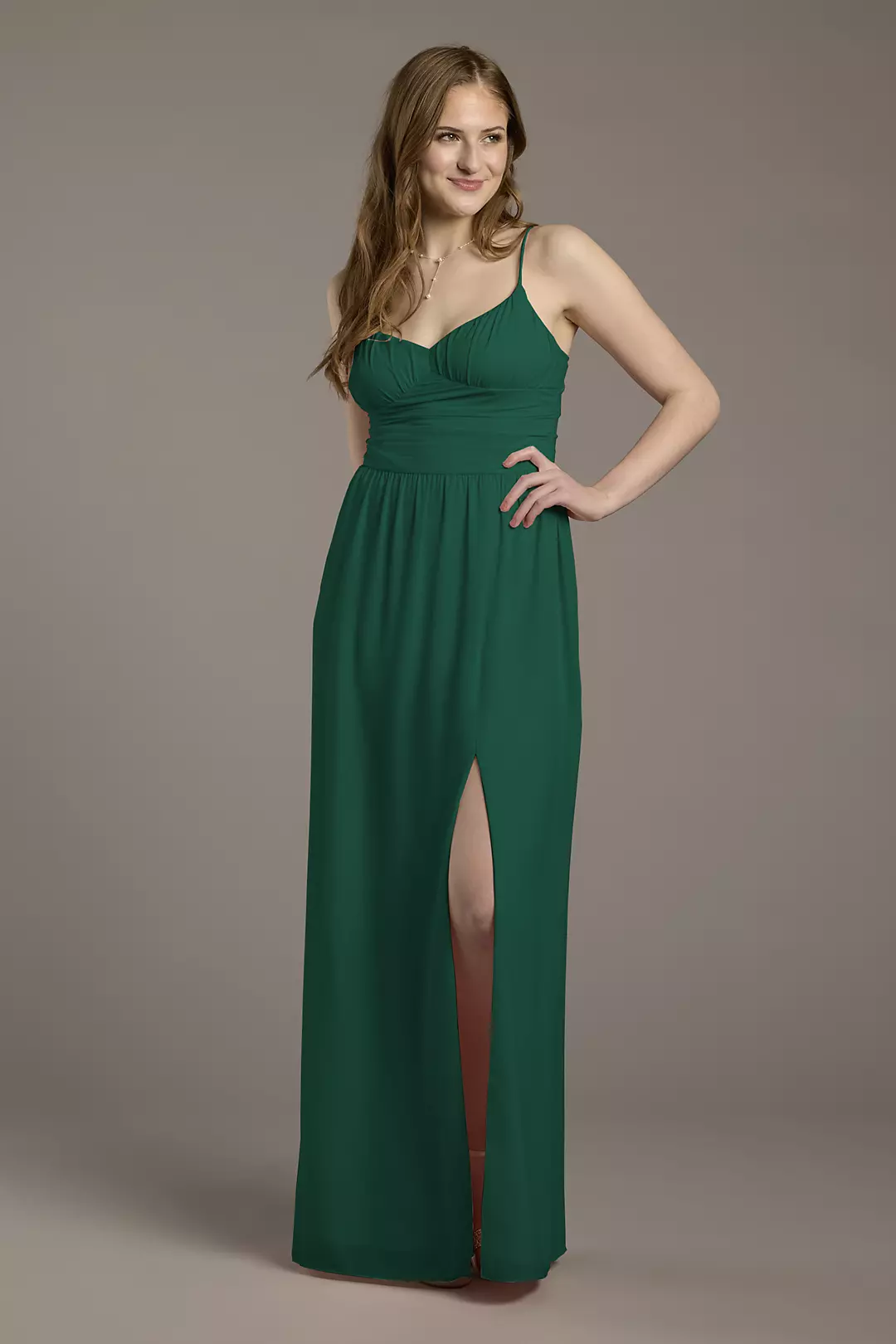 Chiffon Spaghetti Strap A-Line Dress with Slit Dress - XNAUWBI