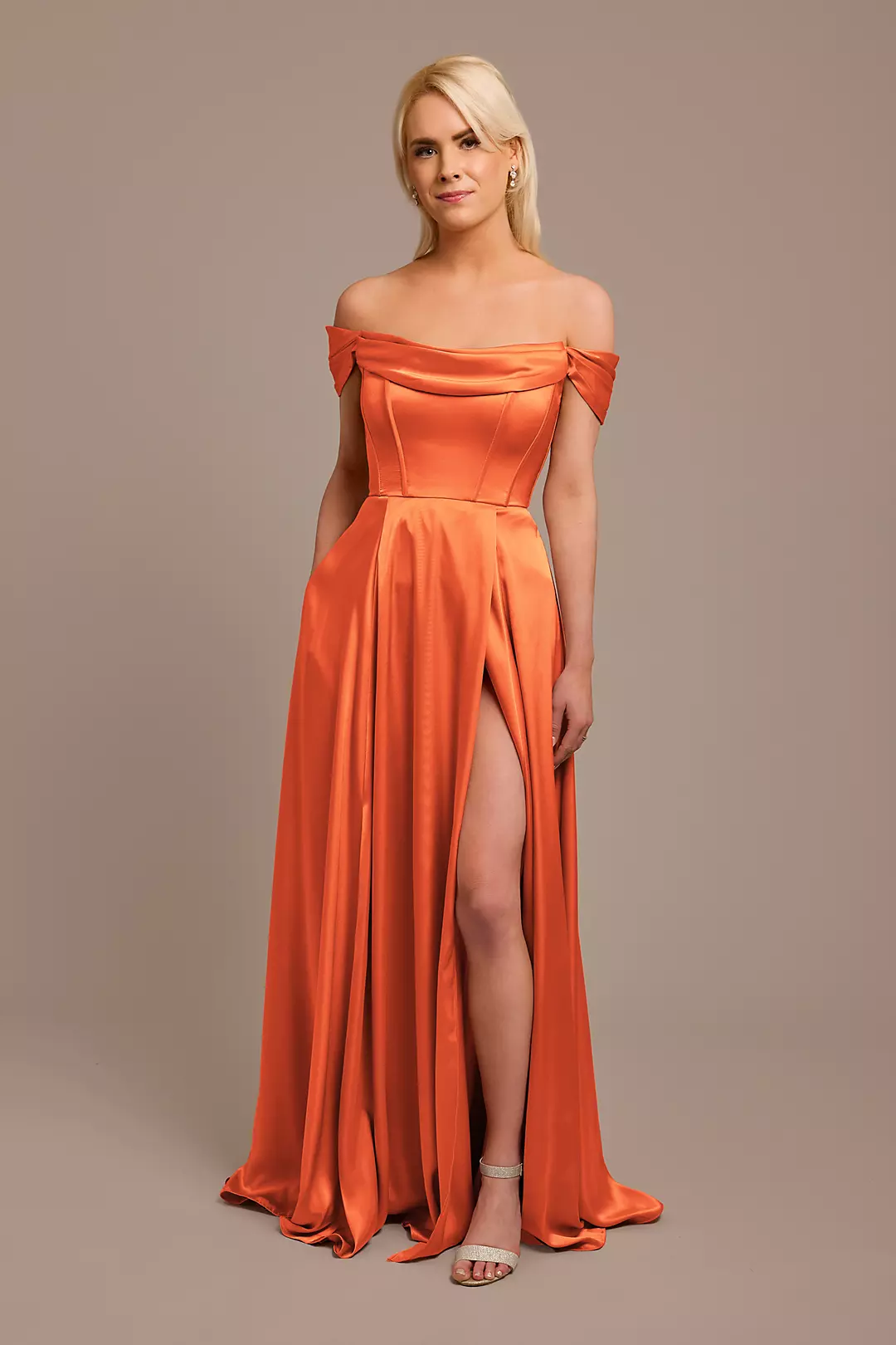 Charmeuse Cowl Off-the-Shoulder Dresses - XNAUWBI