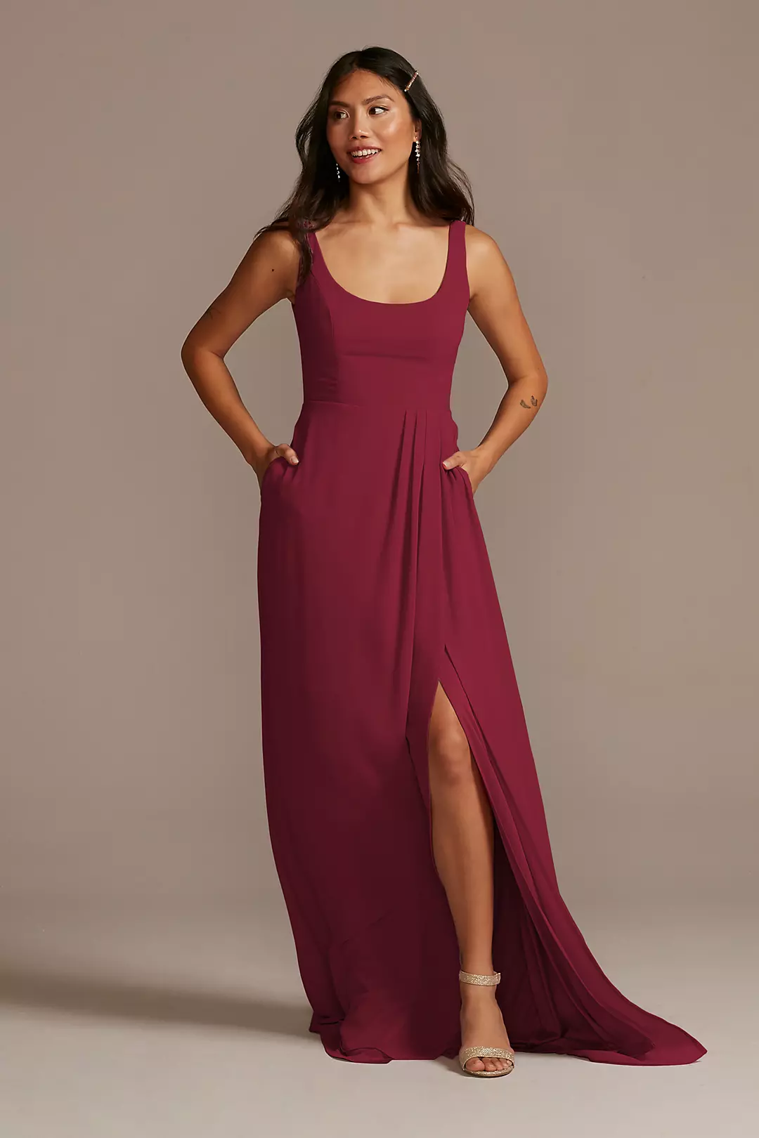Chiffon Tank Scoop Neck Dresses - XNAUWBI