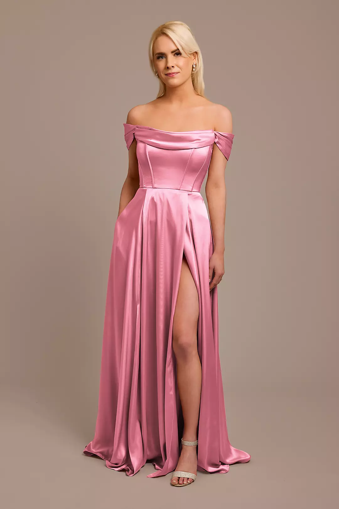 Charmeuse Cowl Off-the-Shoulder Dresses - XNAUWBI