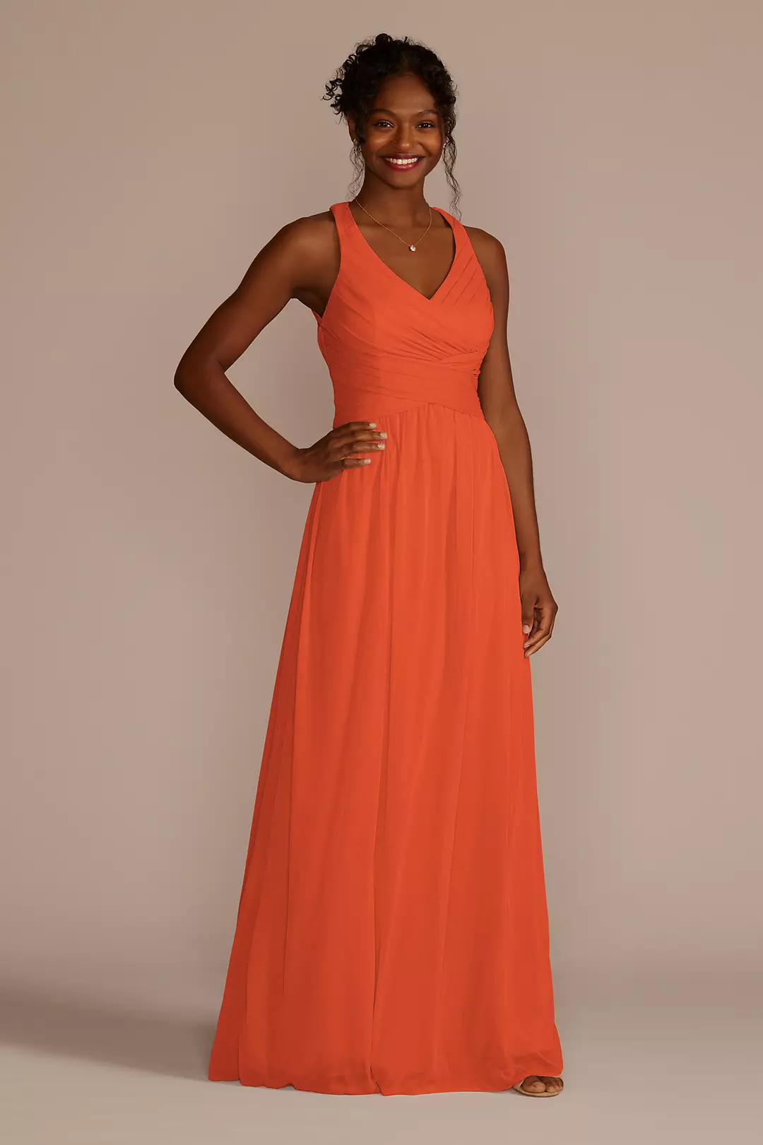 Mesh Long Dress with Crisscross Back Dress - XNAUWBI