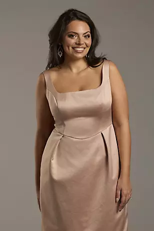 Matte Satin Tank Midi Dress with Bow Back Dress - XNAUWBI