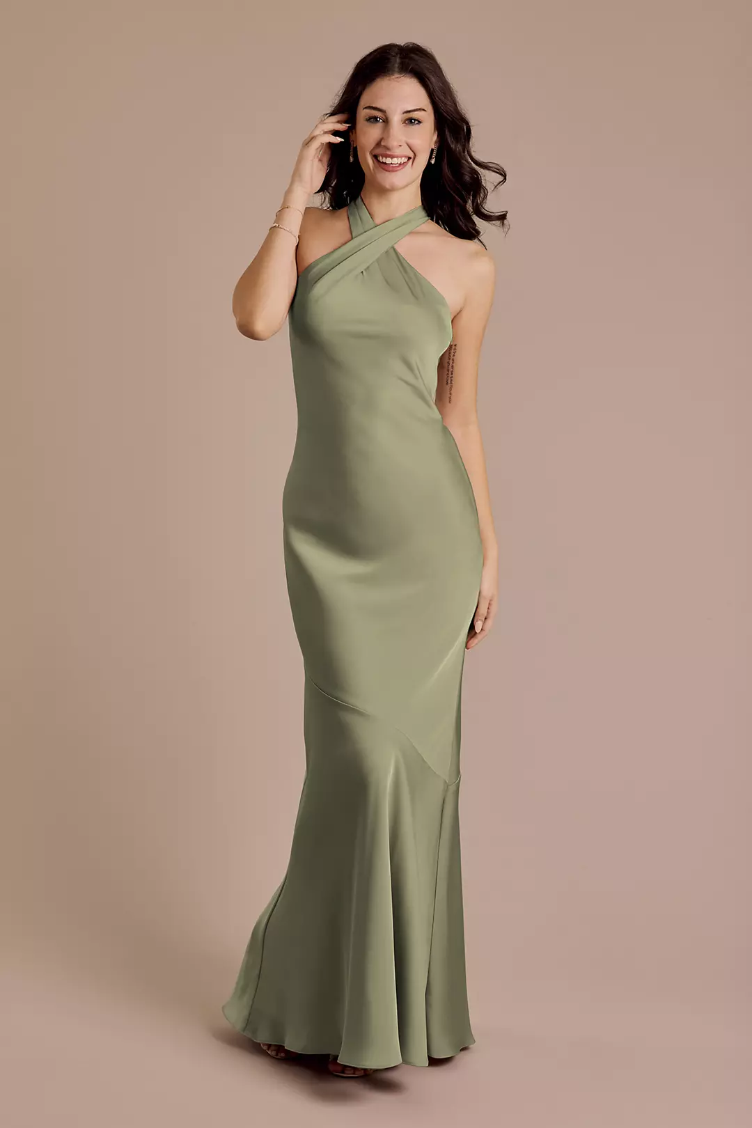 Matte Satin Y-Neck Bias Sheath Dresses - XNAUWBI