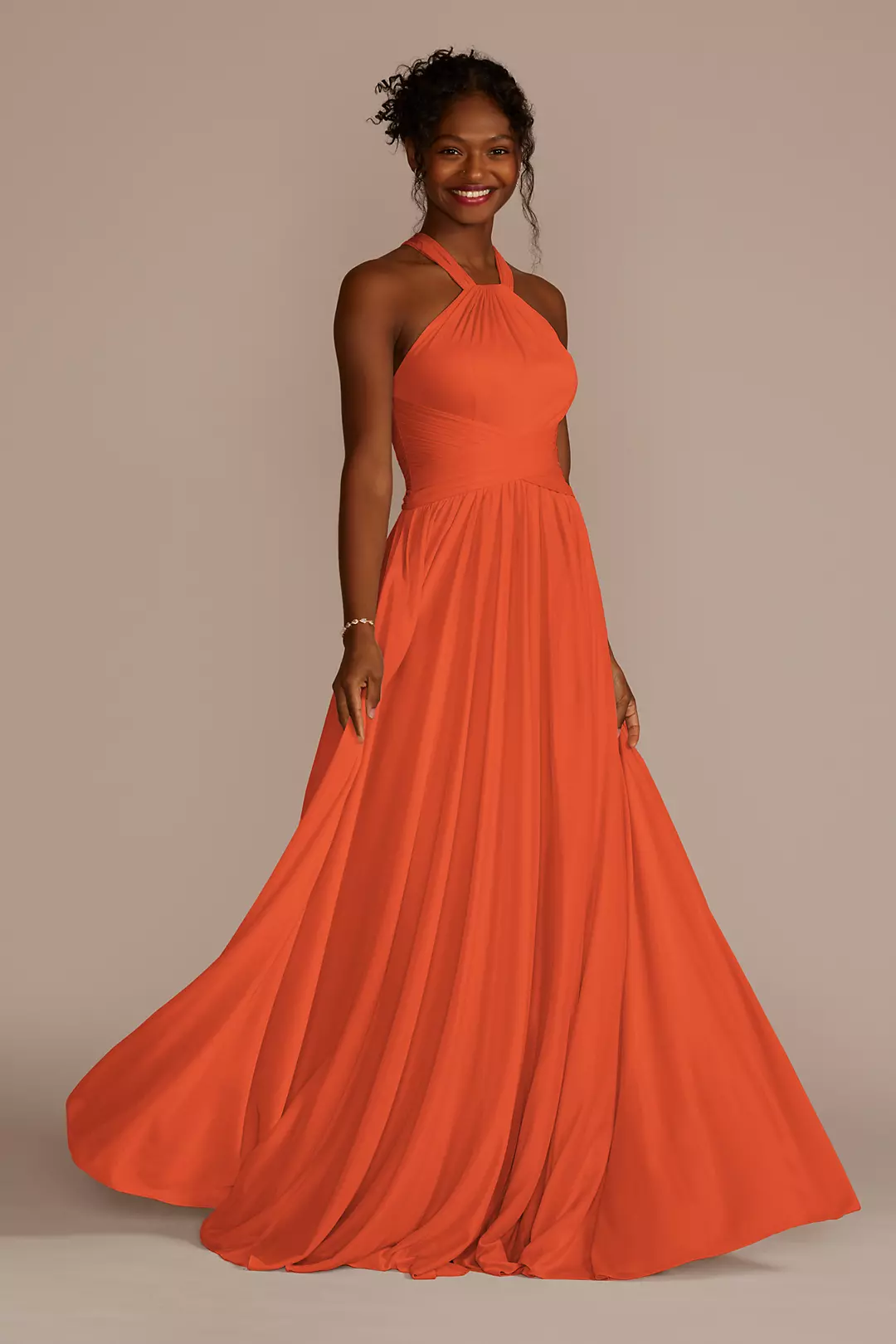 High-Neck Mesh Dress with Full Skirt Dress - XNAUWBI