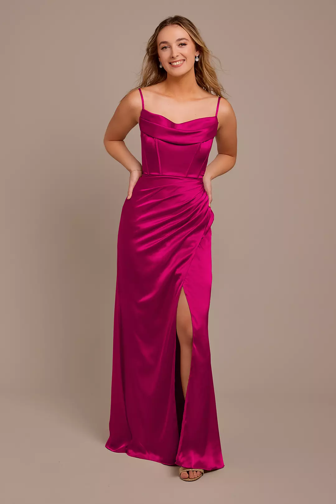 Charmeuse Cowl Spaghetti Strap Dresses - XNAUWBI