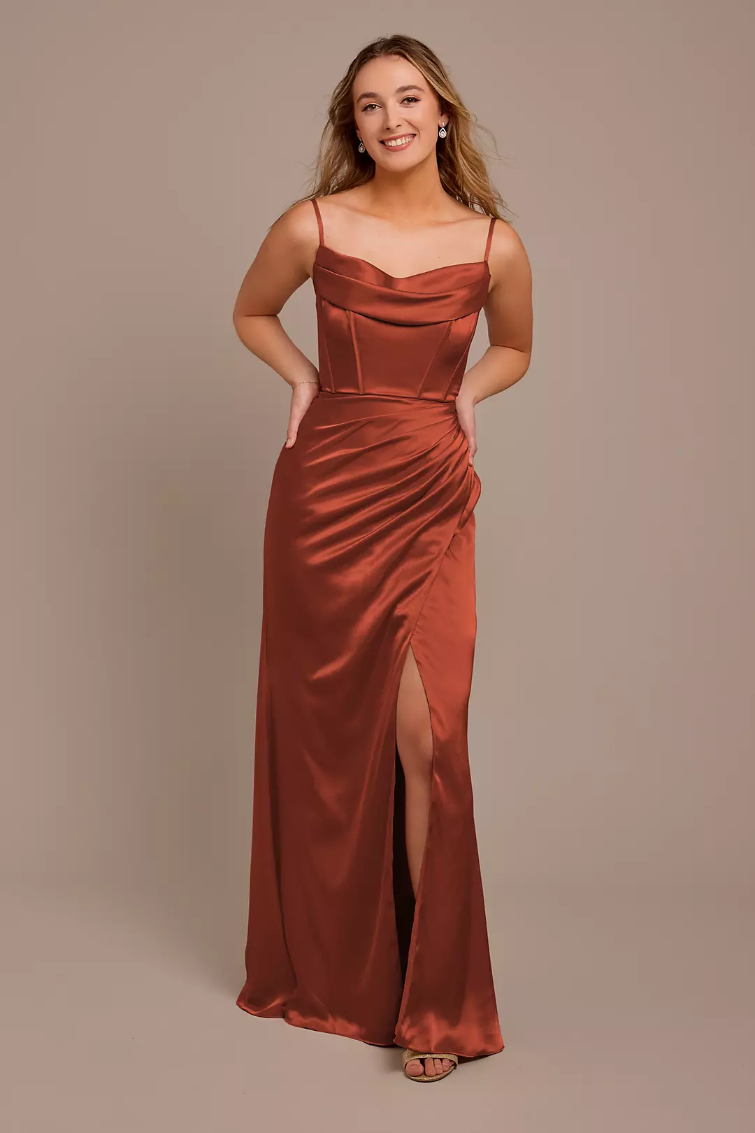 Charmeuse Cowl Spaghetti Strap Dresses - XNAUWBI