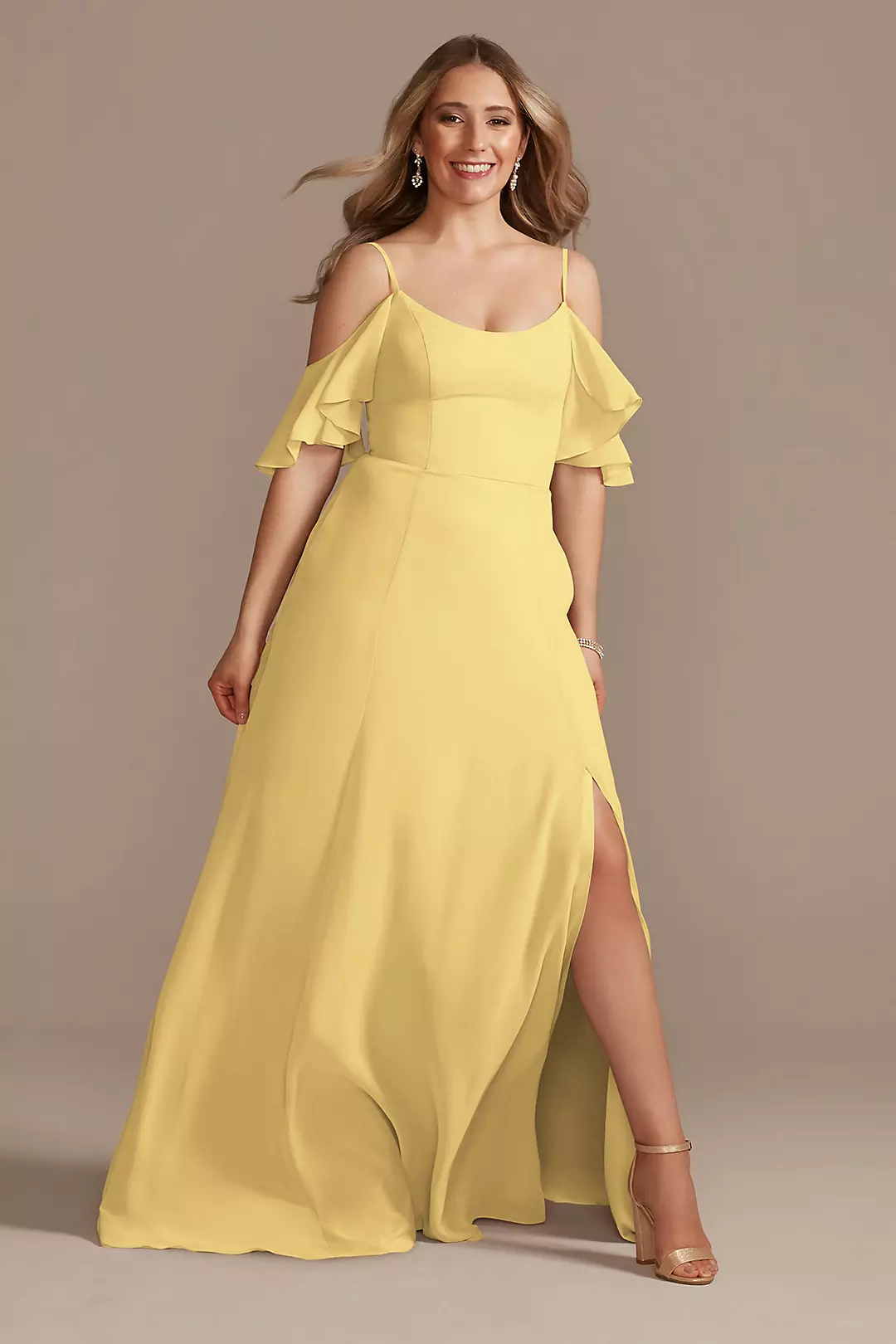Cold-Shoulder Long Chiffon Dresses - XNAUWBI