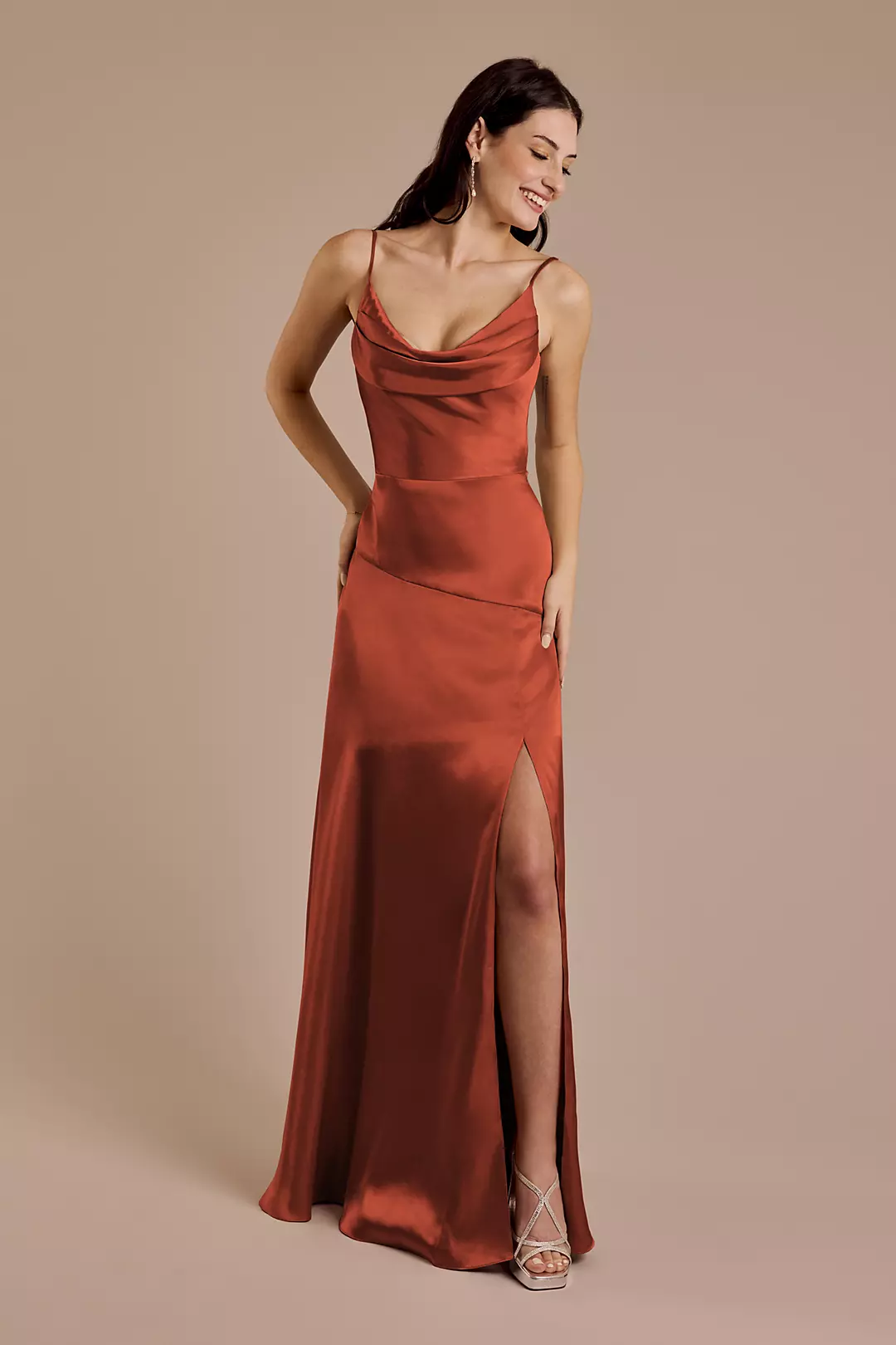 Charmeuse Cowl Neck Sheath Dresses - XNAUWBI