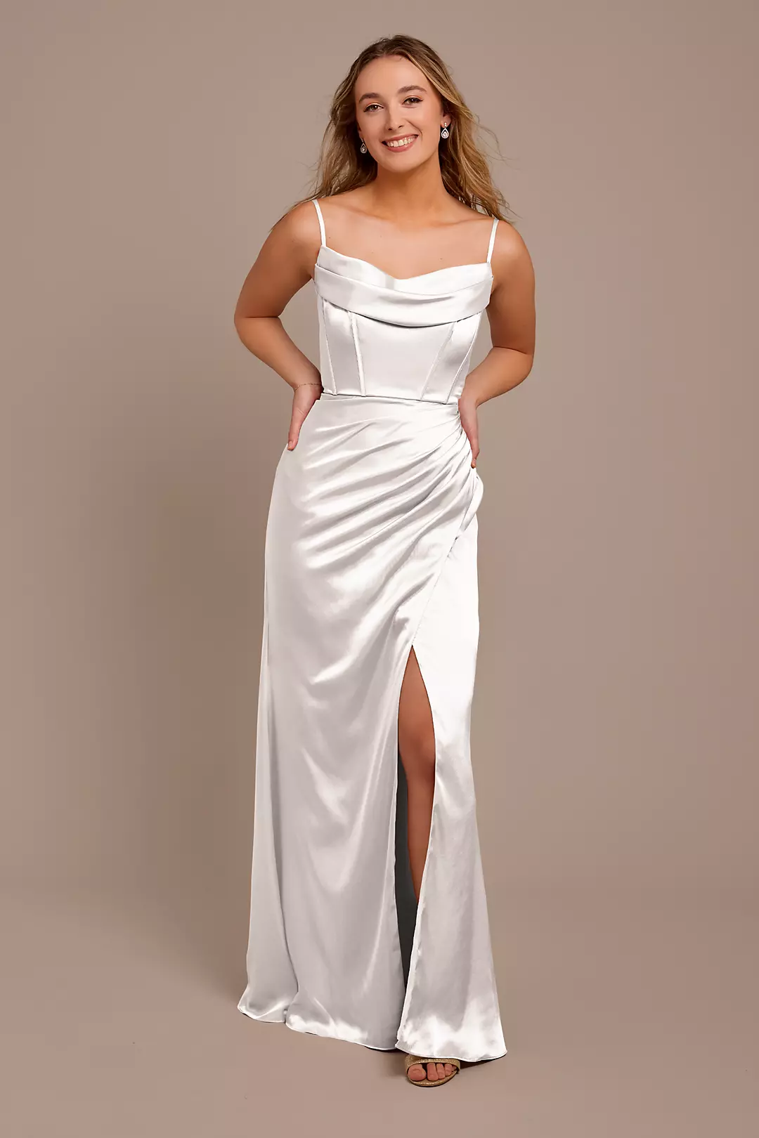 Charmeuse Cowl Spaghetti Strap Dresses - XNAUWBI