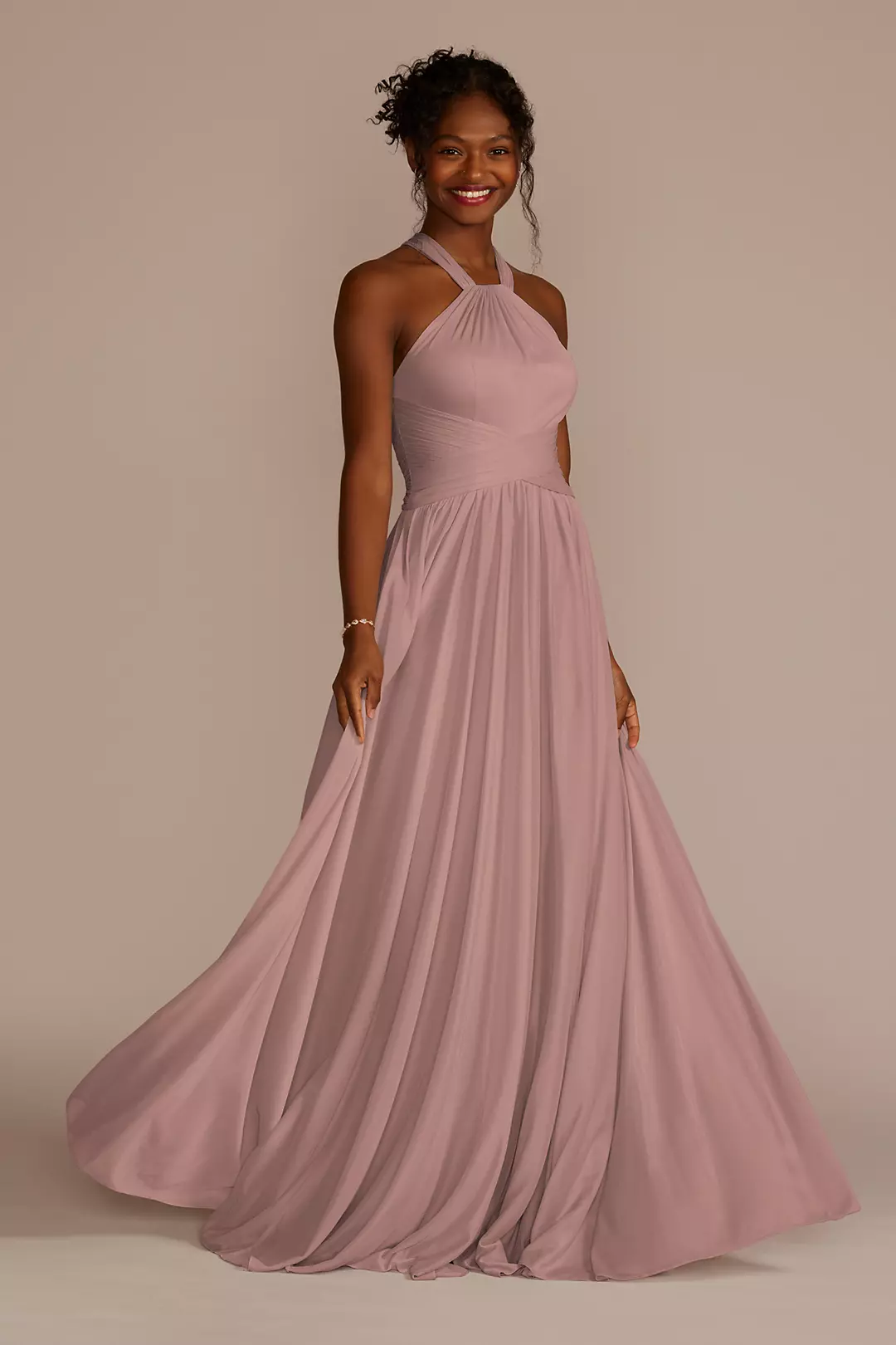 High-Neck Mesh Dress with Full Skirt Dress - XNAUWBI