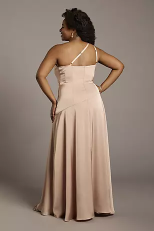 Matte Satin One-Shoulder Drop Waist Dresses - XNAUWBI