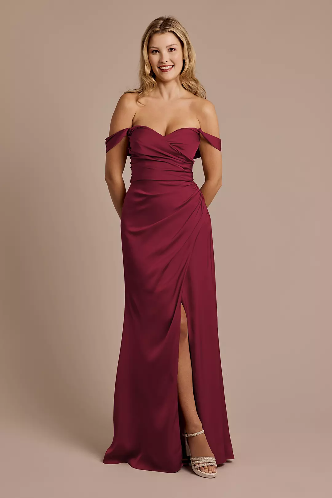 Matte Satin Off-the-Shoulder Sheath Dresses - XNAUWBI