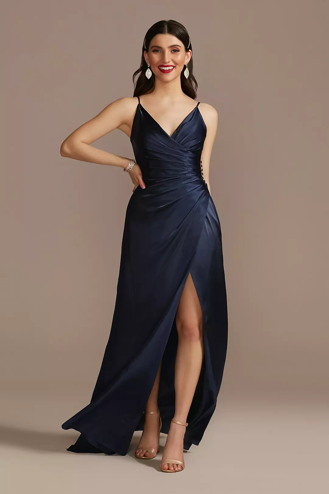 Charmeuse Draped Strappy Dresses - XNAUWBI