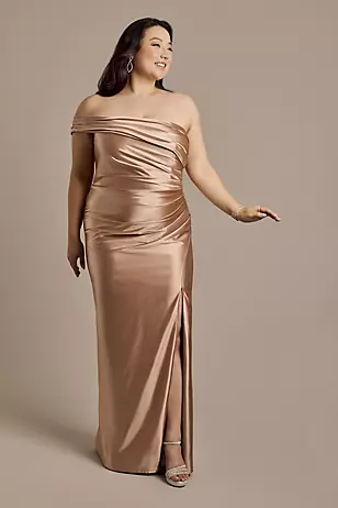 Sculpting Shiny Satin Ruched Sheath Dresses - XNAUWBI
