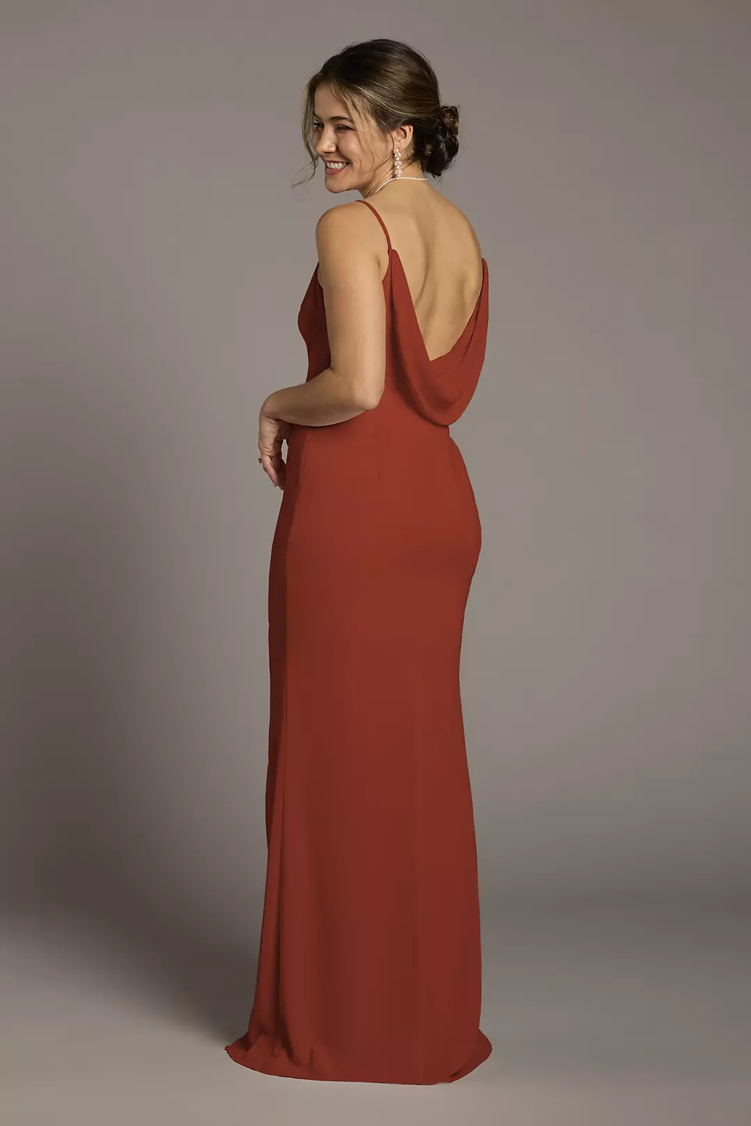 Chiffon Cowl Back V-Neck Sheath Dresses - XNAUWBI